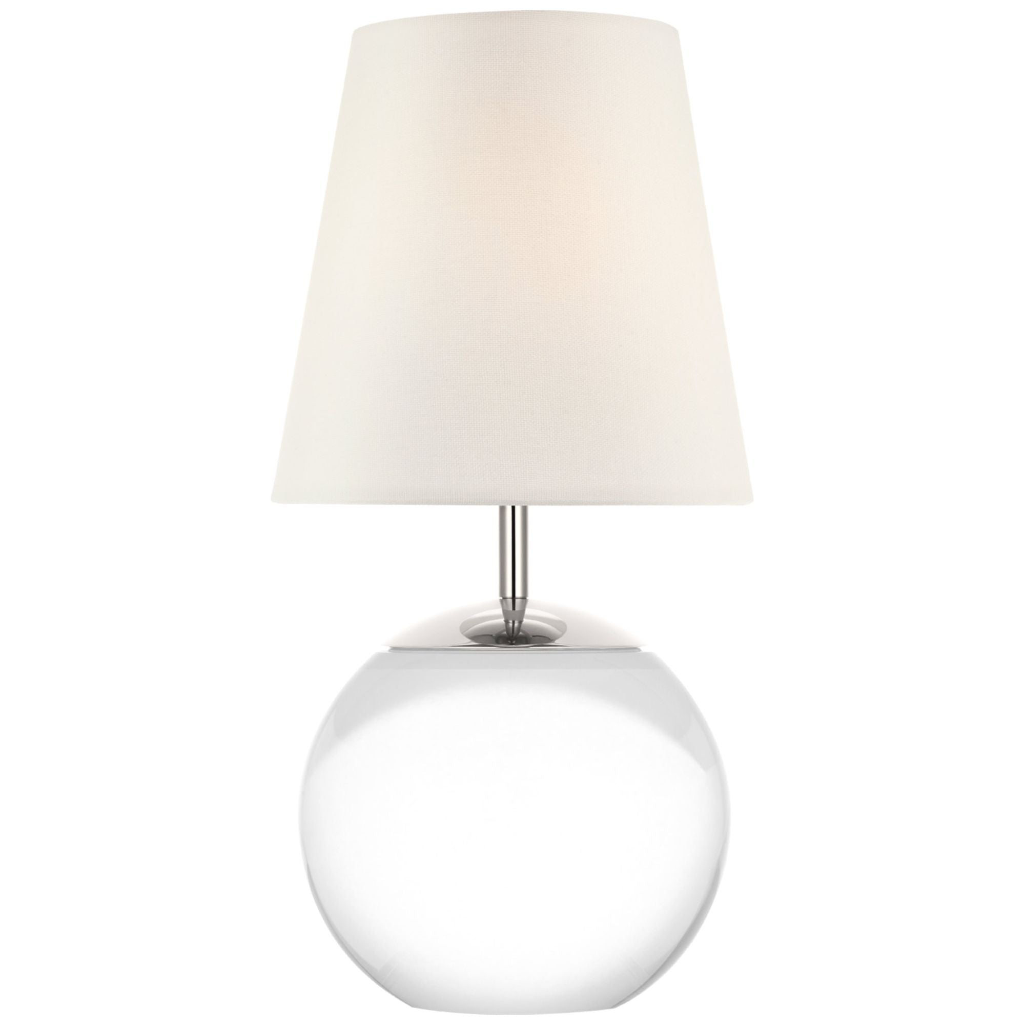 Thomas O'Brien Terri 12" Cordless Accent Lamp in Crystal with Linen Shade Table Lamp W6" x H12"