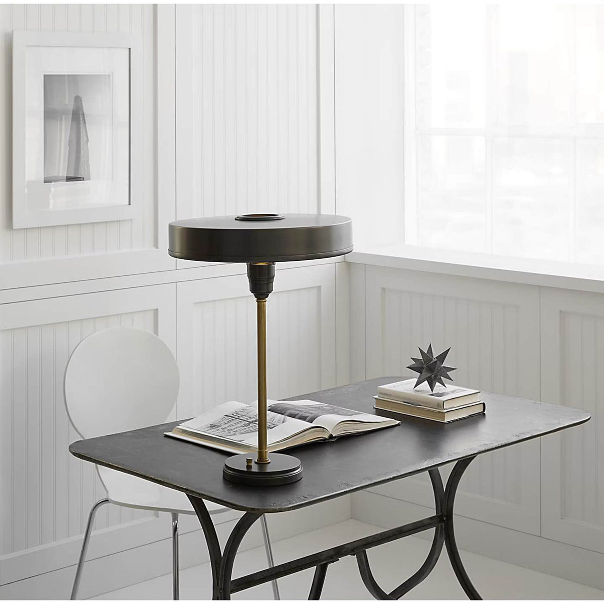 Thomas O'Brien Carlo Table Lamp in Bronze and Hand-Rubbed Antique Brass W15.5" x H21"