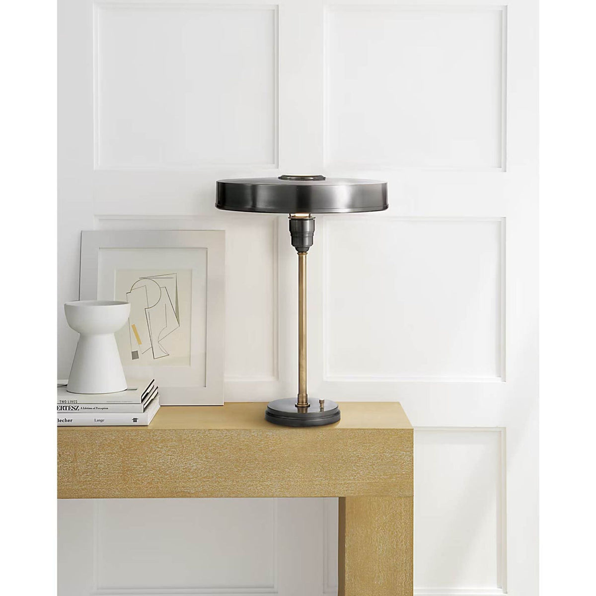 Thomas O'Brien Carlo Table Lamp in Bronze and Hand-Rubbed Antique Brass W15.5" x H21"