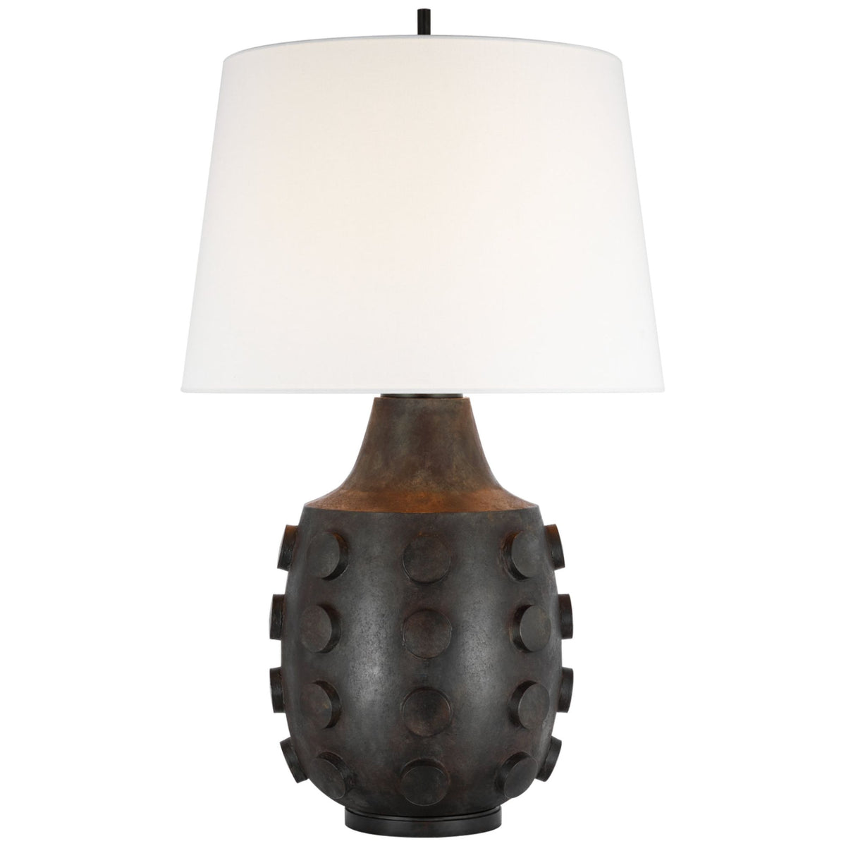 Thomas O'Brien Orly Large Table Lamp in Garden Bronze with Linen Shade W18" x H31.5"