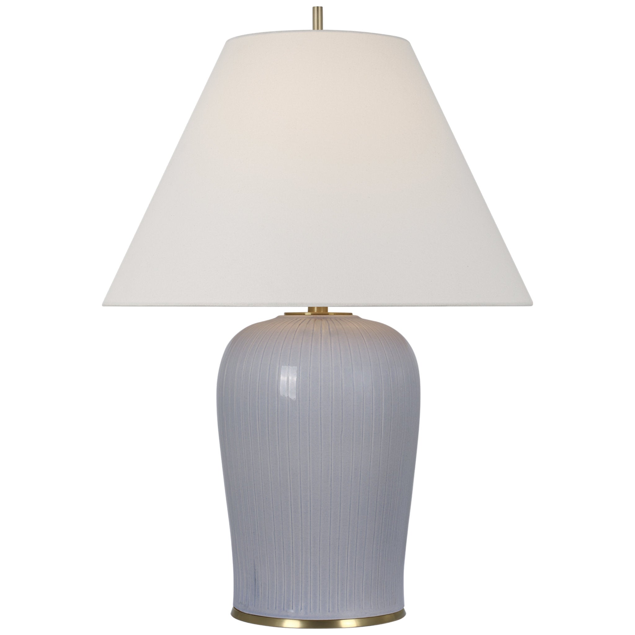 Thomas O'Brien Opera 30" Table Lamp in Polar Blue Crackle with Linen Shade W21" x H29.75"