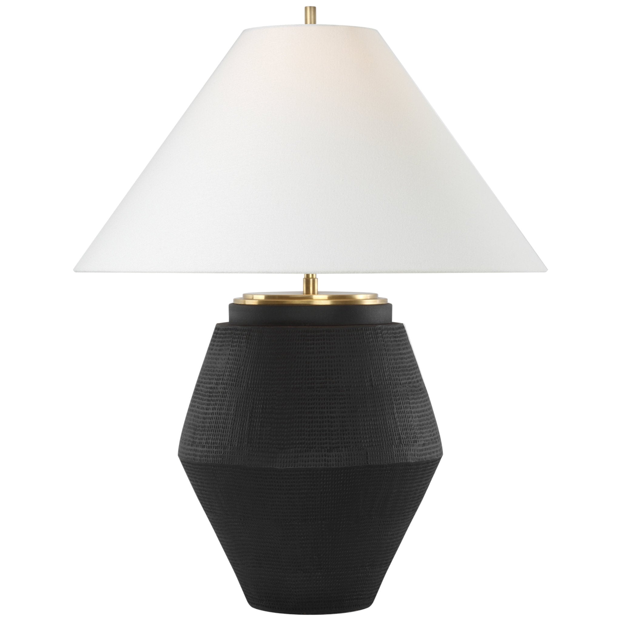 Thomas O'Brien Aten 28" Table Lamp in Shadow Black with Linen Shade W21.5" x H27.5"