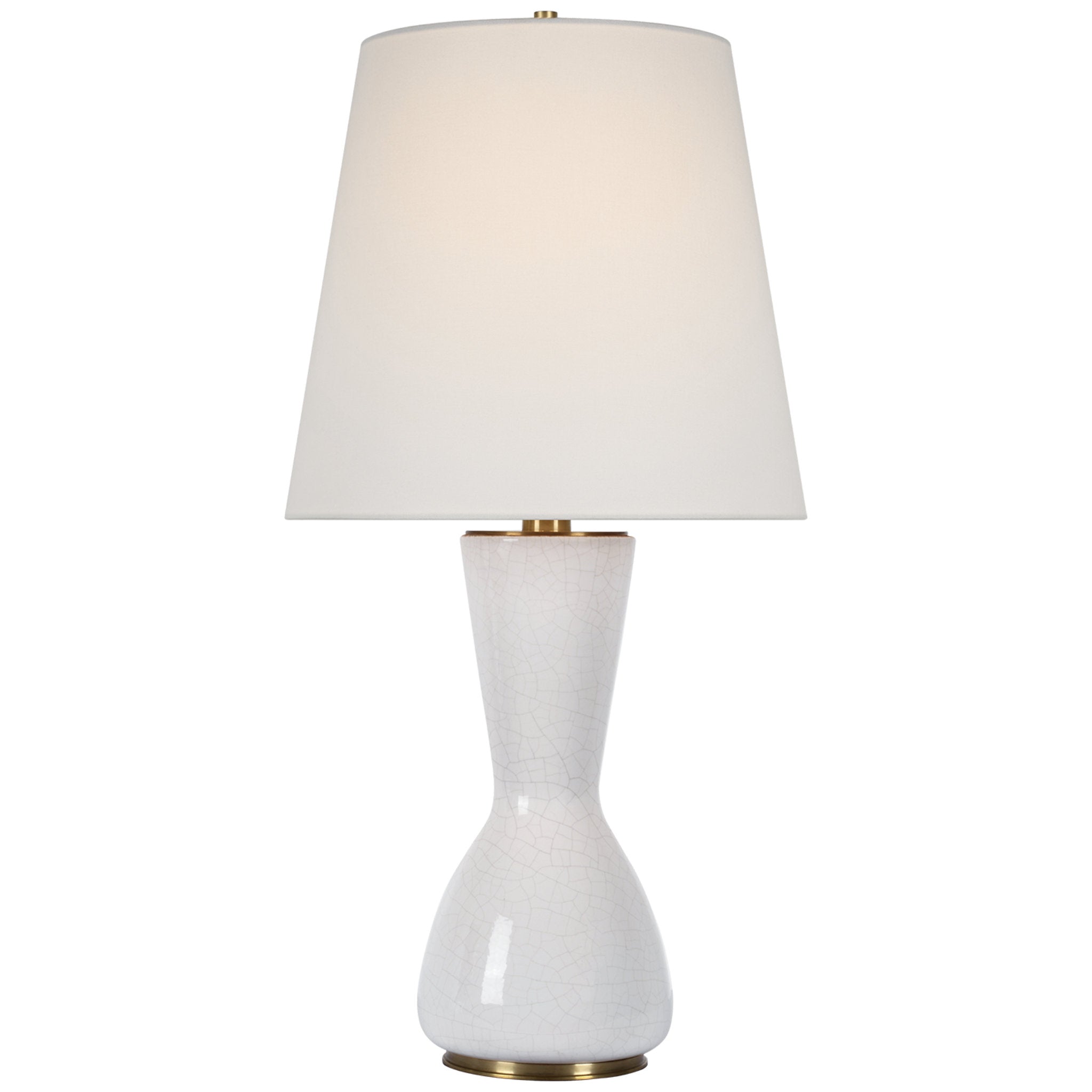 Thomas O'Brien Jess 29" Table Lamp in Crackled Ivory with Linen Shade W14" x H28.5"
