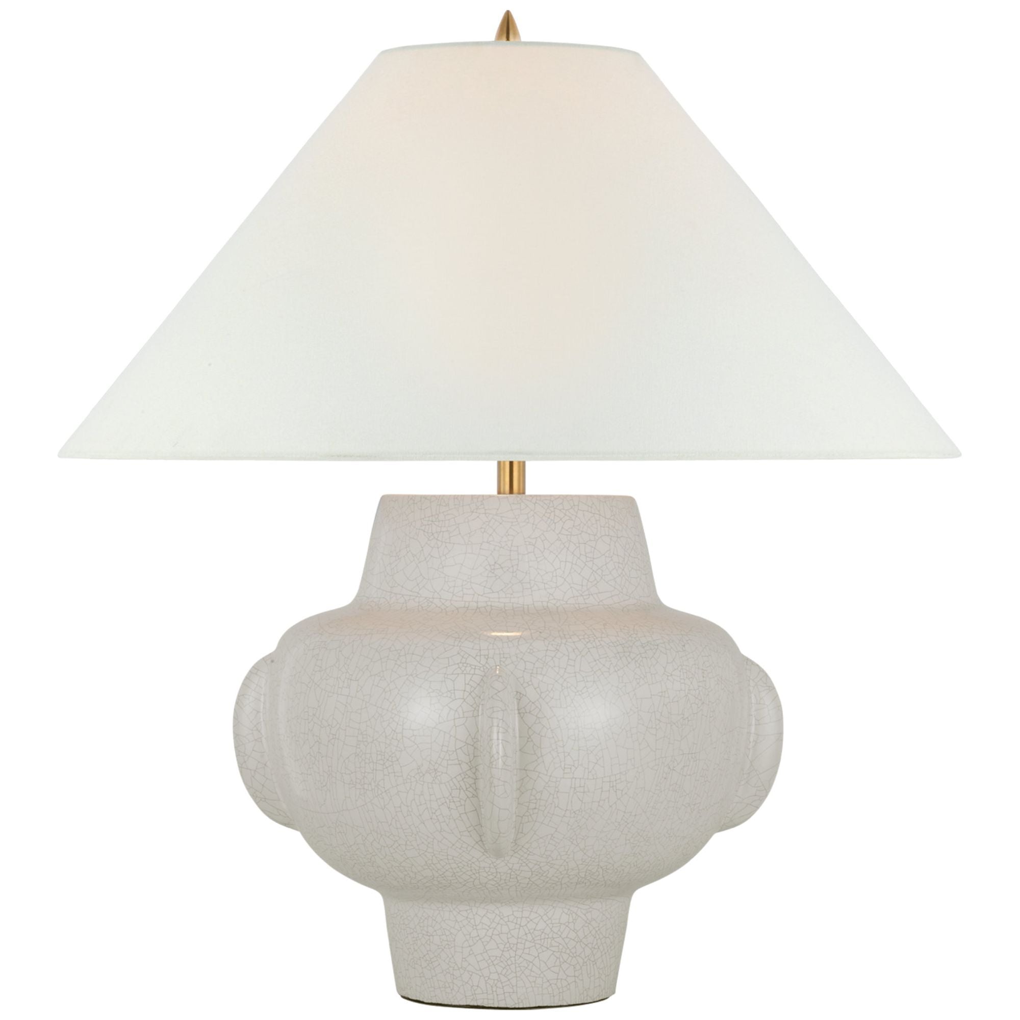 Thomas O'Brien Cap-Ferrat 26" Table Lamp in White Crackle with Linen Flared Shade W23.75" x H26.25"