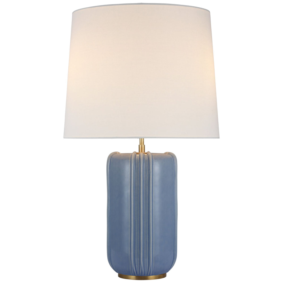 Thomas O'Brien Minx Large Table Lamp in Polar Blue Crackle with Linen Shade W17.5" x H31.25"