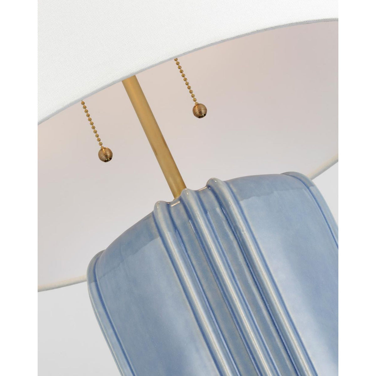 Thomas O'Brien Minx Large Table Lamp in Polar Blue Crackle with Linen Shade W17.5" x H31.25"