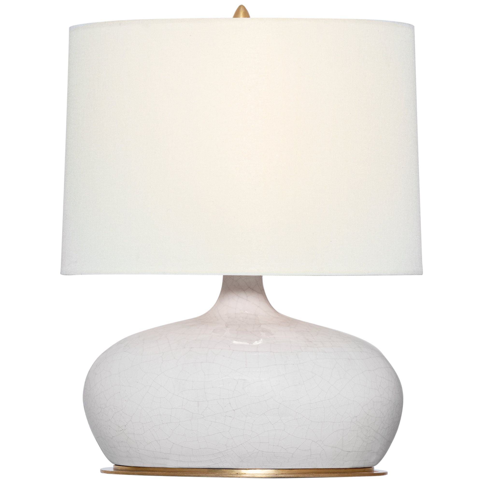 Thomas O'Brien Olinda 17" Low Table Lamp in Crackled Ivory with Linen Shade W13" x H17.5"
