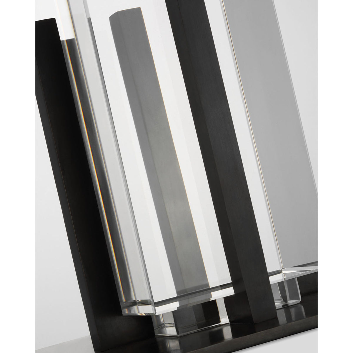 Thomas O'Brien Gironde Large Table Lamp in Crystal and Bronze with Linen Shade W17" x H31.25"