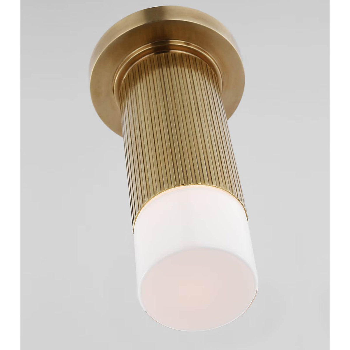 Thomas O'Brien Ace Mini Monopoint Flush Mount in Hand-Rubbed Antique Brass with White Glass W3.25" x H10.75"