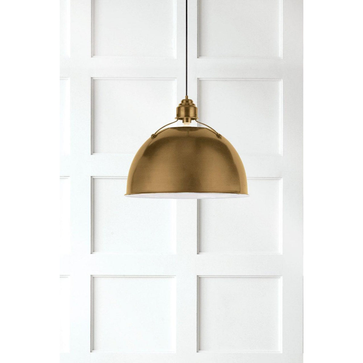 Thomas O'Brien Eugene Large Pendant in Hand-Rubbed Antique Brass W21"