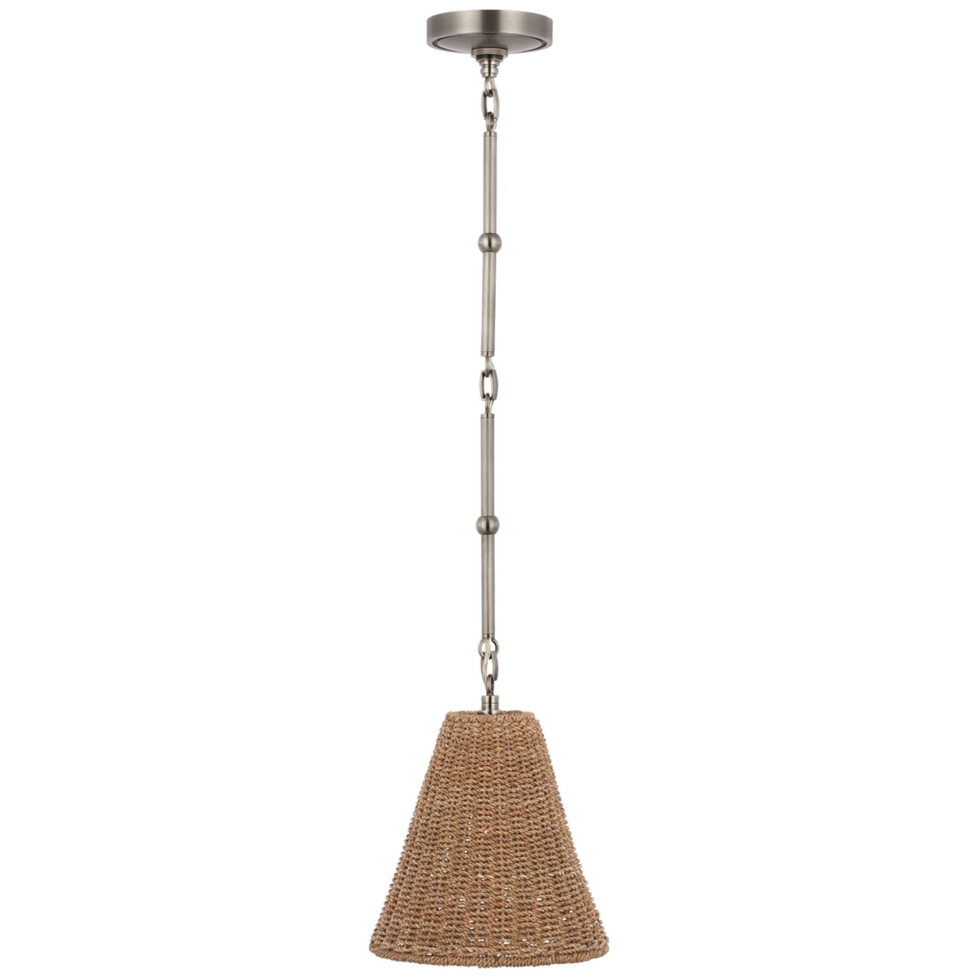 Thomas O'Brien Goodman Petite Hanging Shade in Antique Nickel with Toast Shade Ceiling Light W9.5"