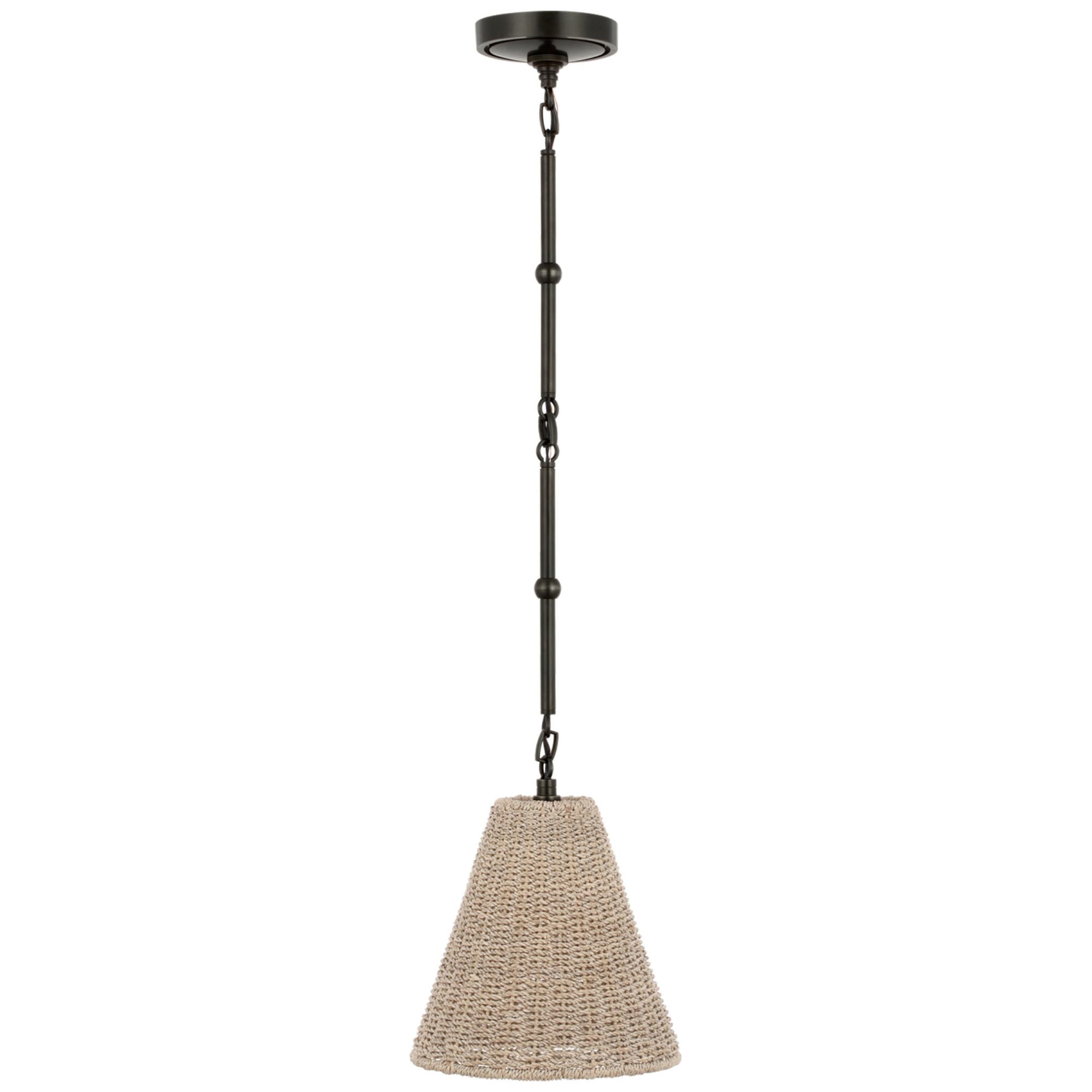 Thomas O'Brien Goodman Petite Hanging Shade in Bronze with Ash Shade Ceiling Light W9.5"