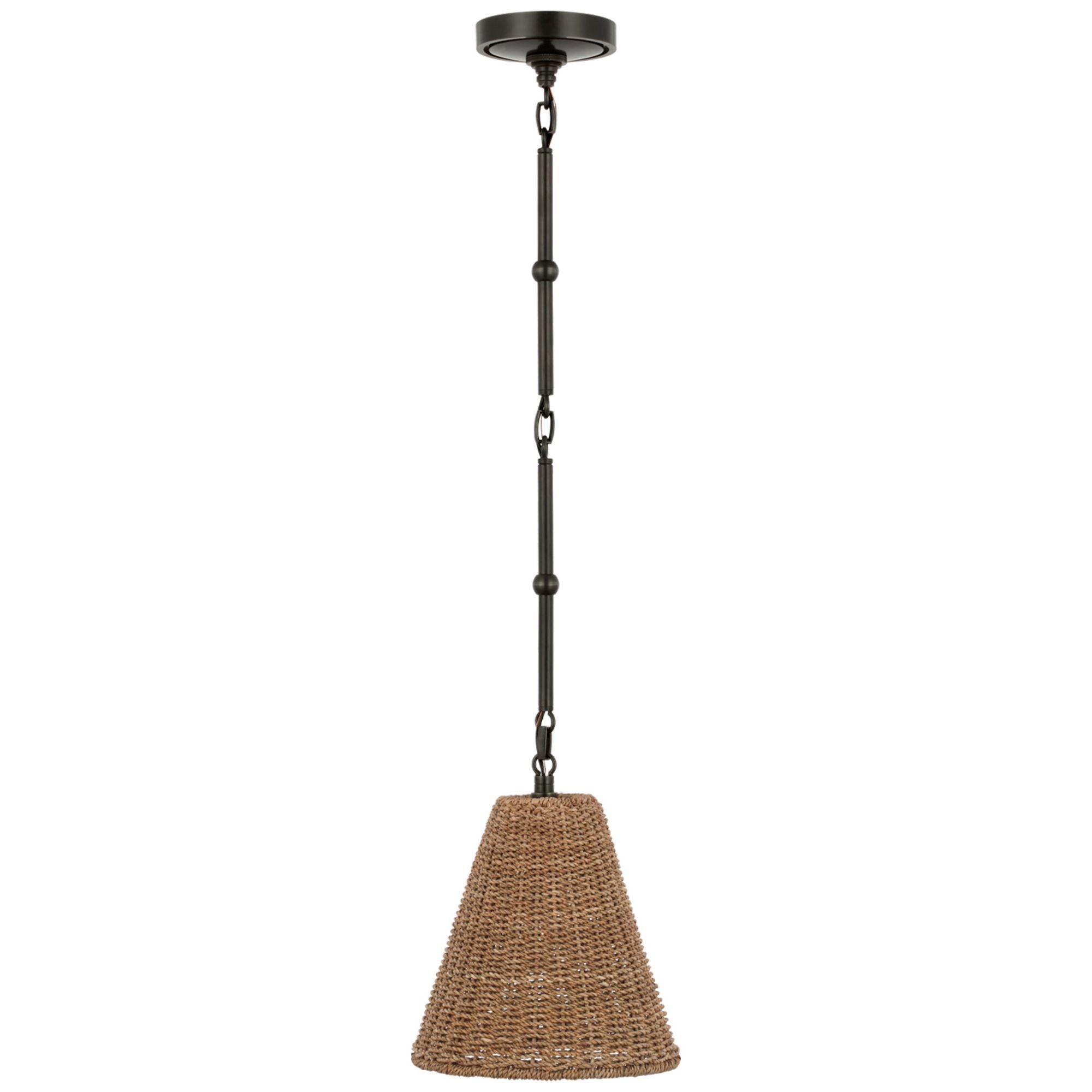 Thomas O'Brien Goodman Petite Hanging Shade in Bronze with Toast Shade Ceiling Light W9.5"