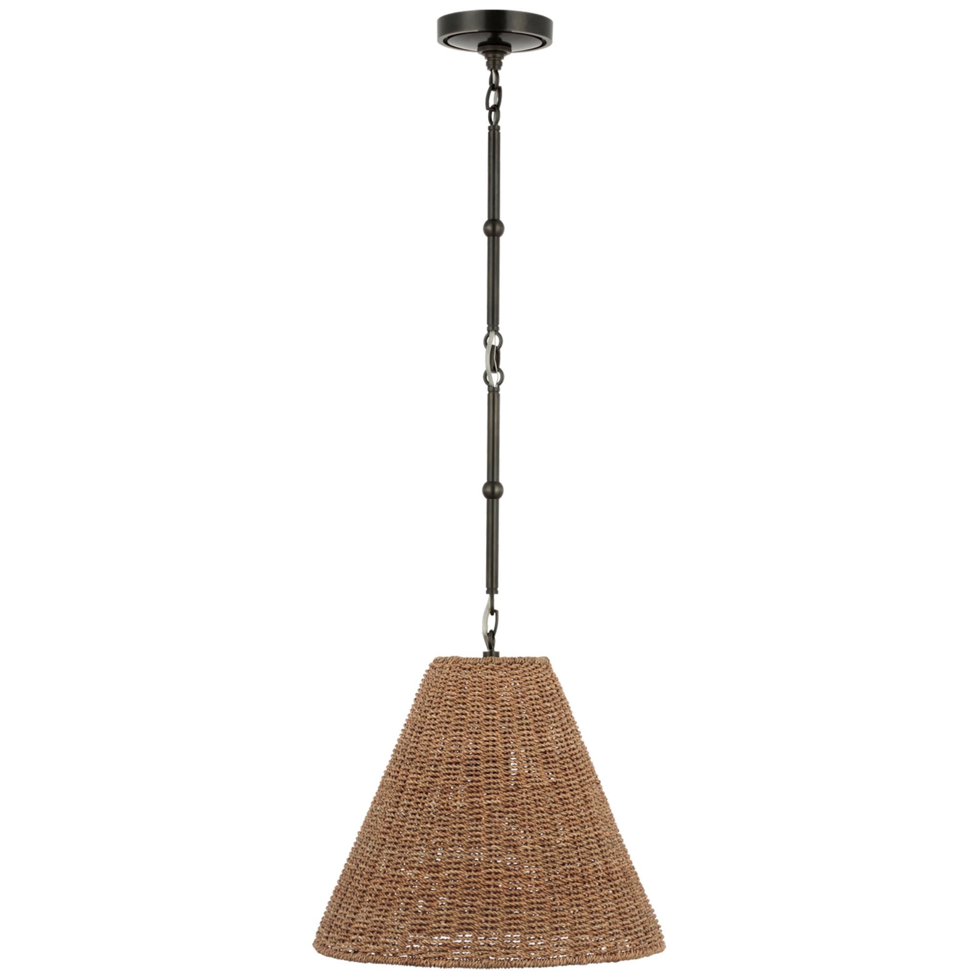 Thomas O'Brien Goodman Small Hanging Light in Bronze with Toast Shade Ceiling Light W15"