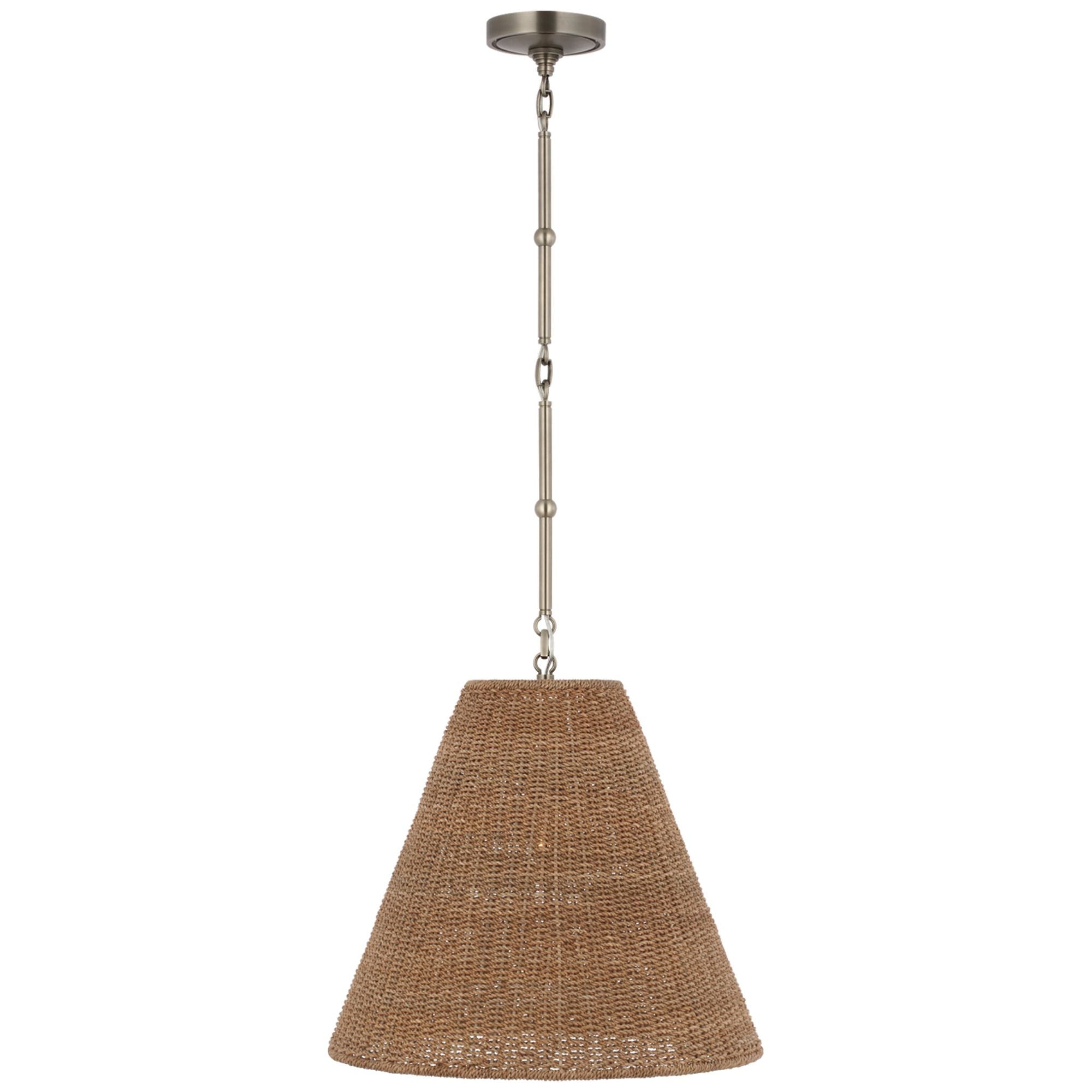 Thomas O'Brien Goodman Medium Hanging Light in Antique Nickel with Toast Shade Ceiling Light W18"