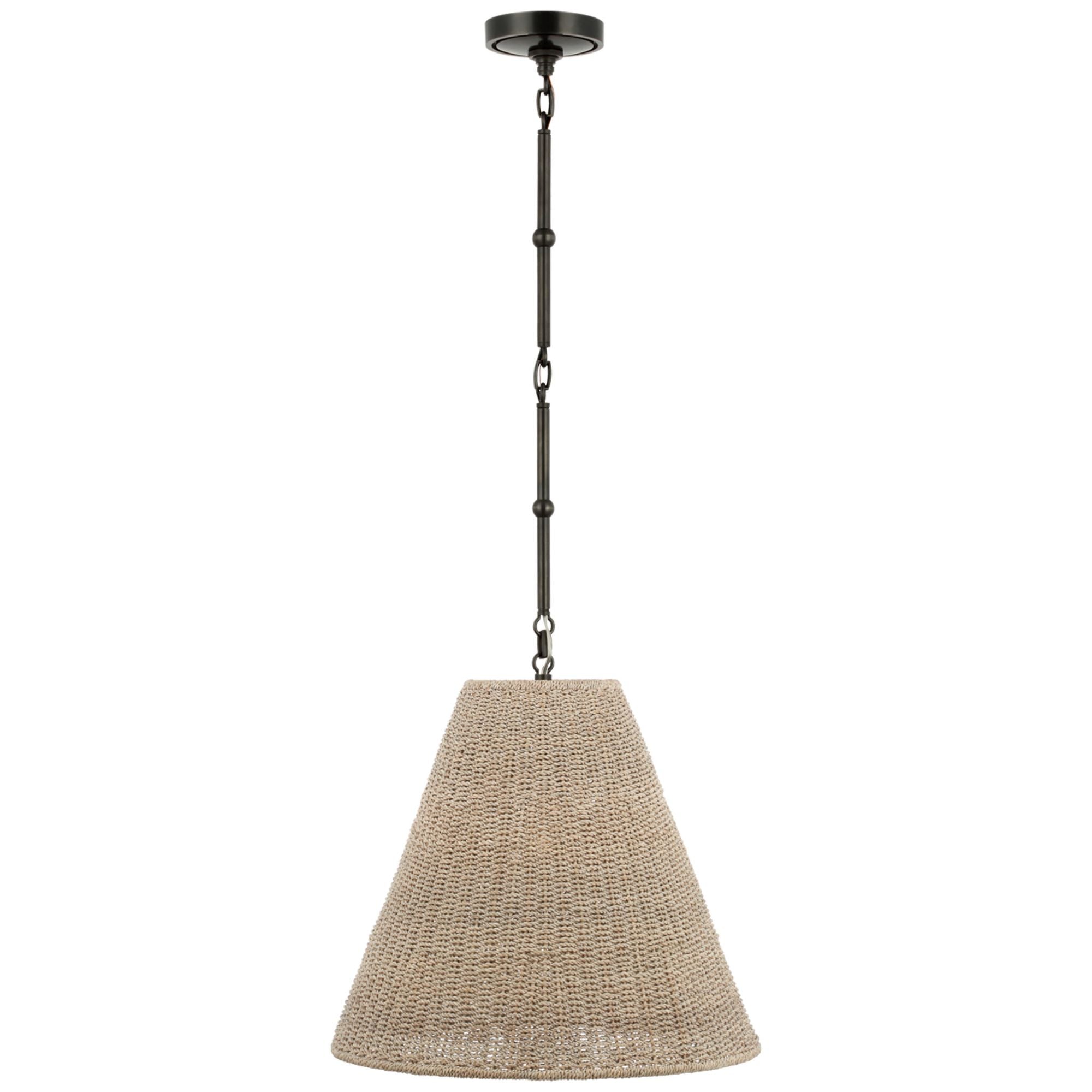 Thomas O'Brien Goodman Medium Hanging Light in Bronze with Ash Shade Ceiling Light W18"