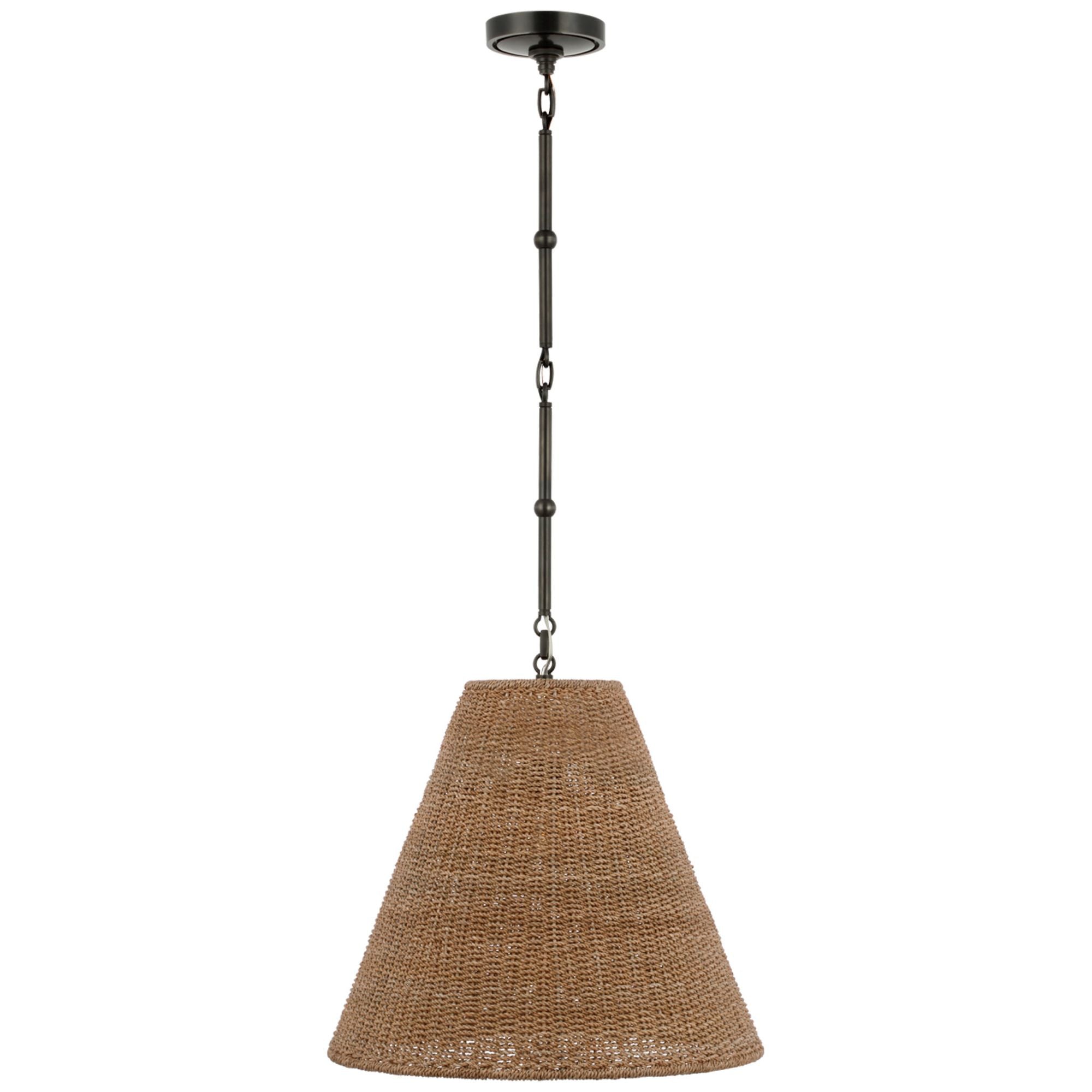 Thomas O'Brien Goodman Medium Hanging Light in Bronze with Toast Shade Ceiling Light W18"