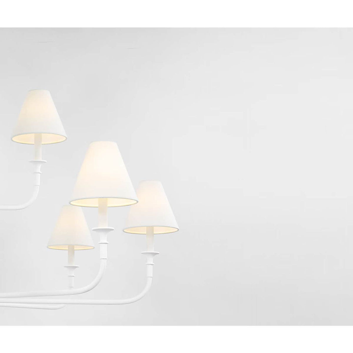 Thomas O'Brien Piaf Grande Two-Tier Chandelier in Plaster White with Linen Shades W58"