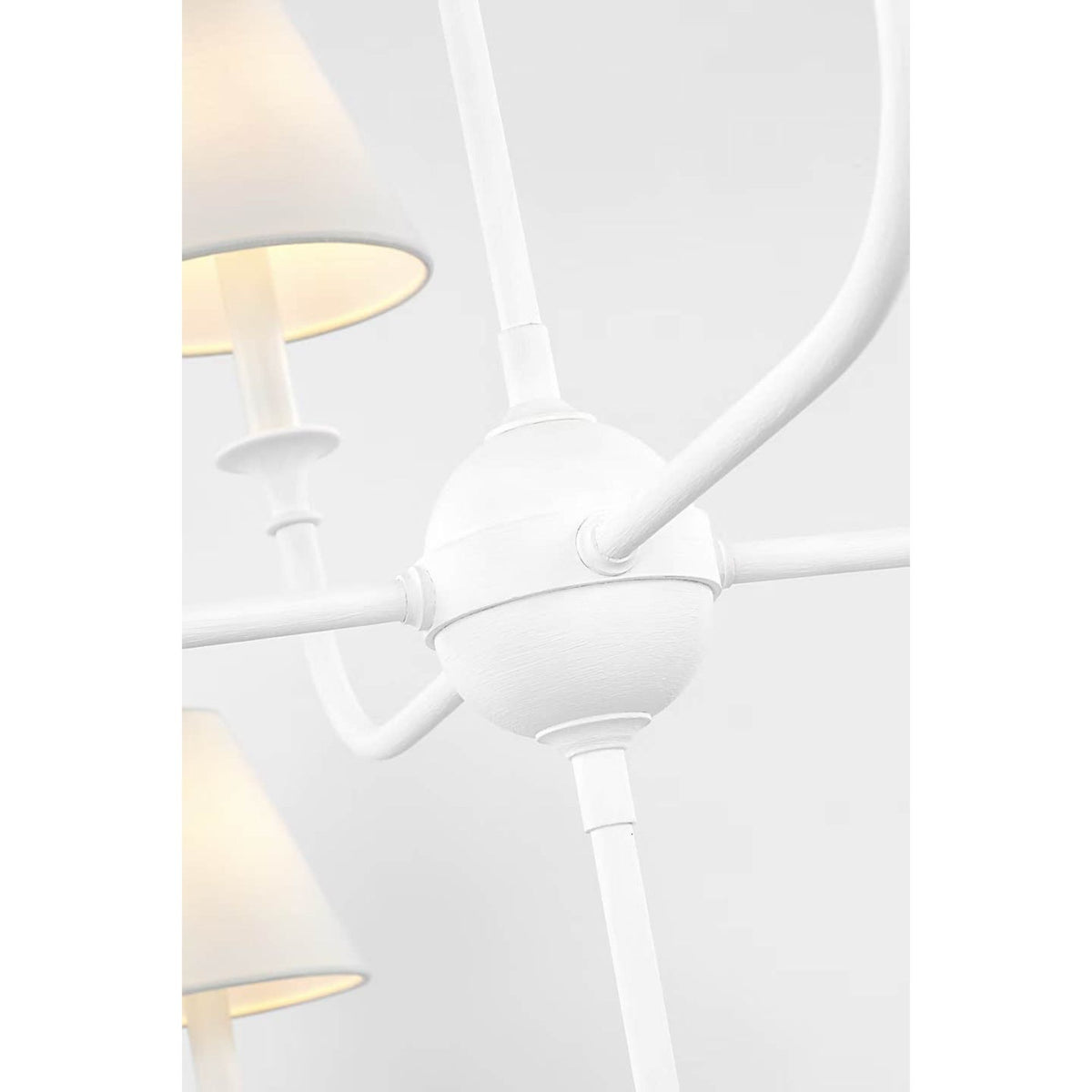Thomas O'Brien Piaf Grande Two-Tier Chandelier in Plaster White with Linen Shades W58"