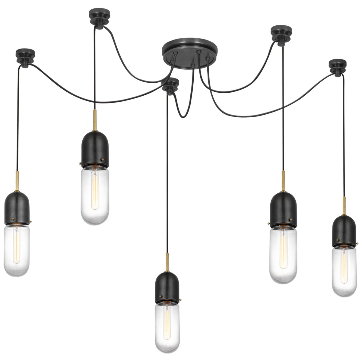 Thomas O'Brien Junio 5-Light Chandelier in Bronze and Brass with Clear Glass W9.25" (Configurable)