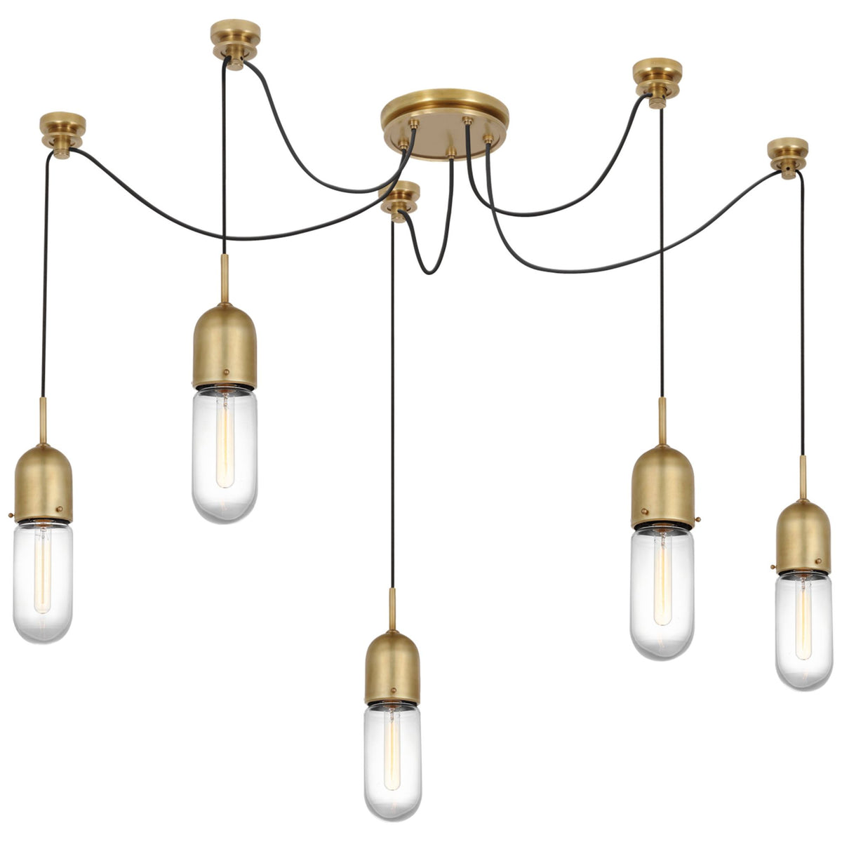 Thomas O'Brien Junio 5-Light Chandelier in Hand-Rubbed Antique Brass with Clear Glass W9.25" (Configurable)
