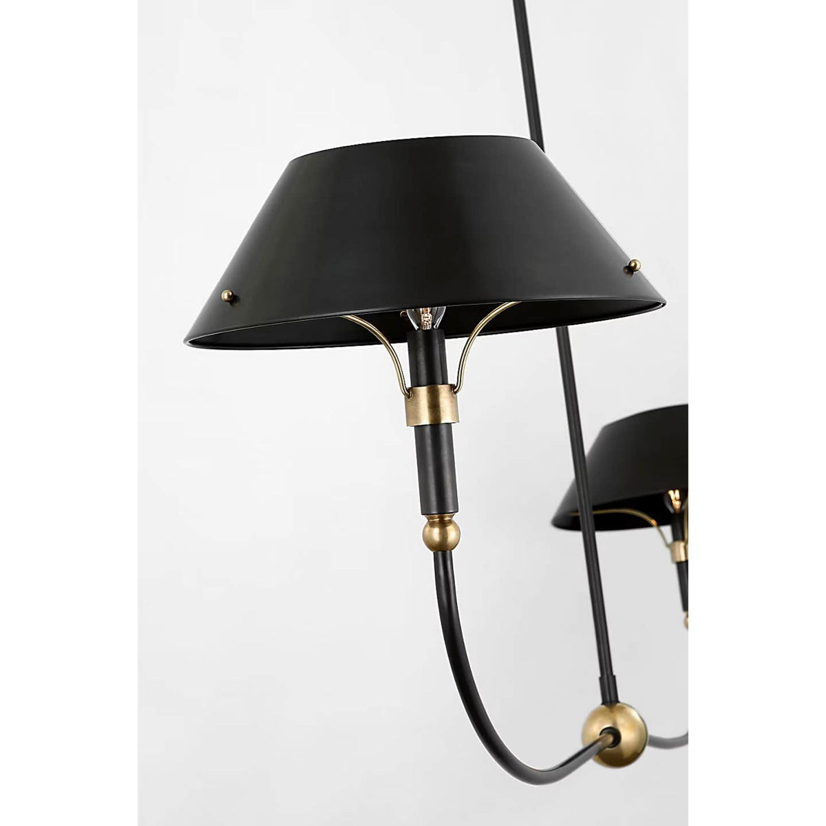 Thomas O'Brien Turlington XL Linear Chandelier in Bronze and Hand-Rubbed Antique Brass with Bronze Shade W12.5" x 68"