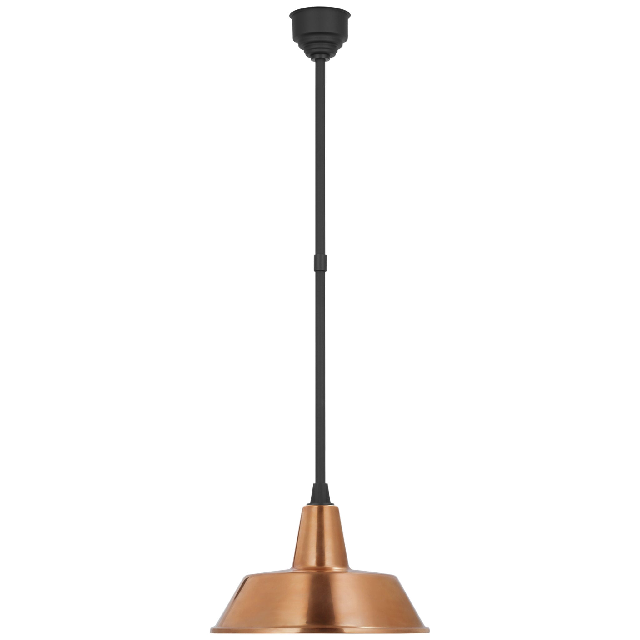 Thomas O'Brien Academy Pendant in Matte Black with 16" Soft Copper Bowers Shade Outdoor Lighting W16"