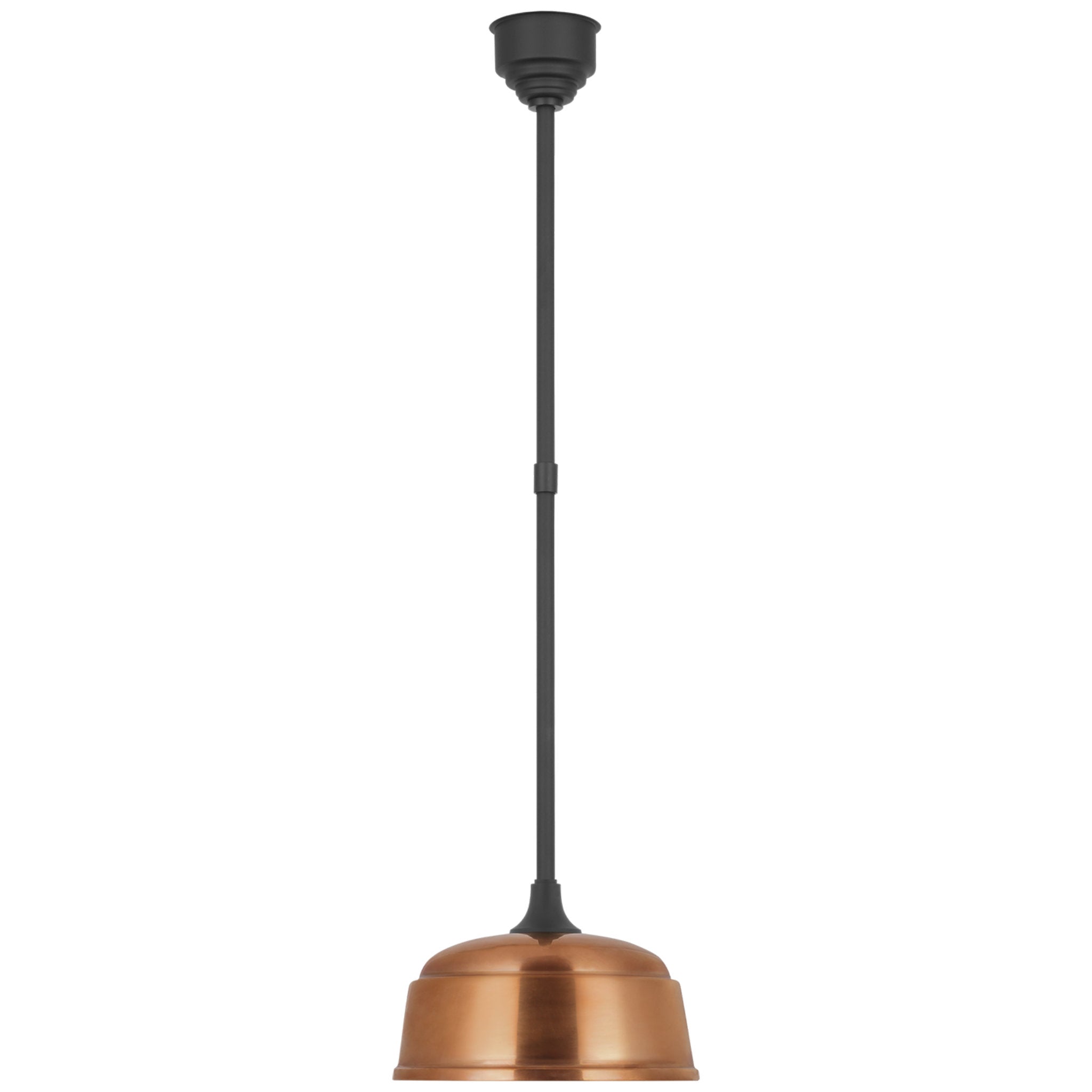 Thomas O'Brien Academy Pendant in Matte Black with 12.5" Soft Copper Rockhouse Shade Outdoor Lighting W12.5"