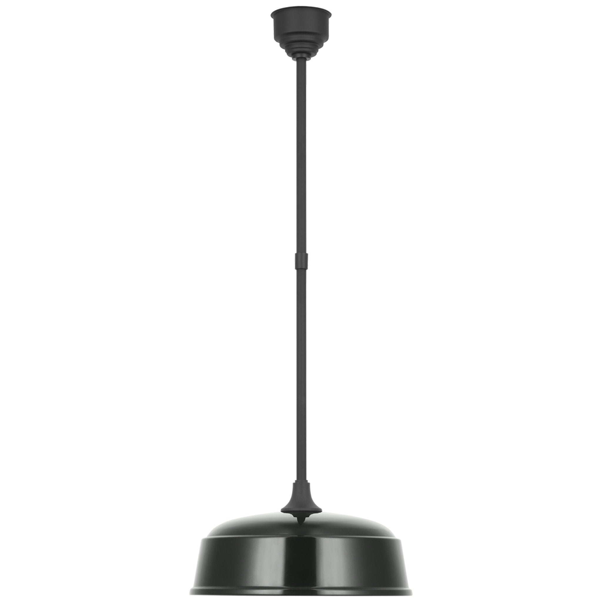 Thomas O'Brien Academy Pendant in Matte Black with 16" Green Rockhouse Shade Outdoor Lighting W16"