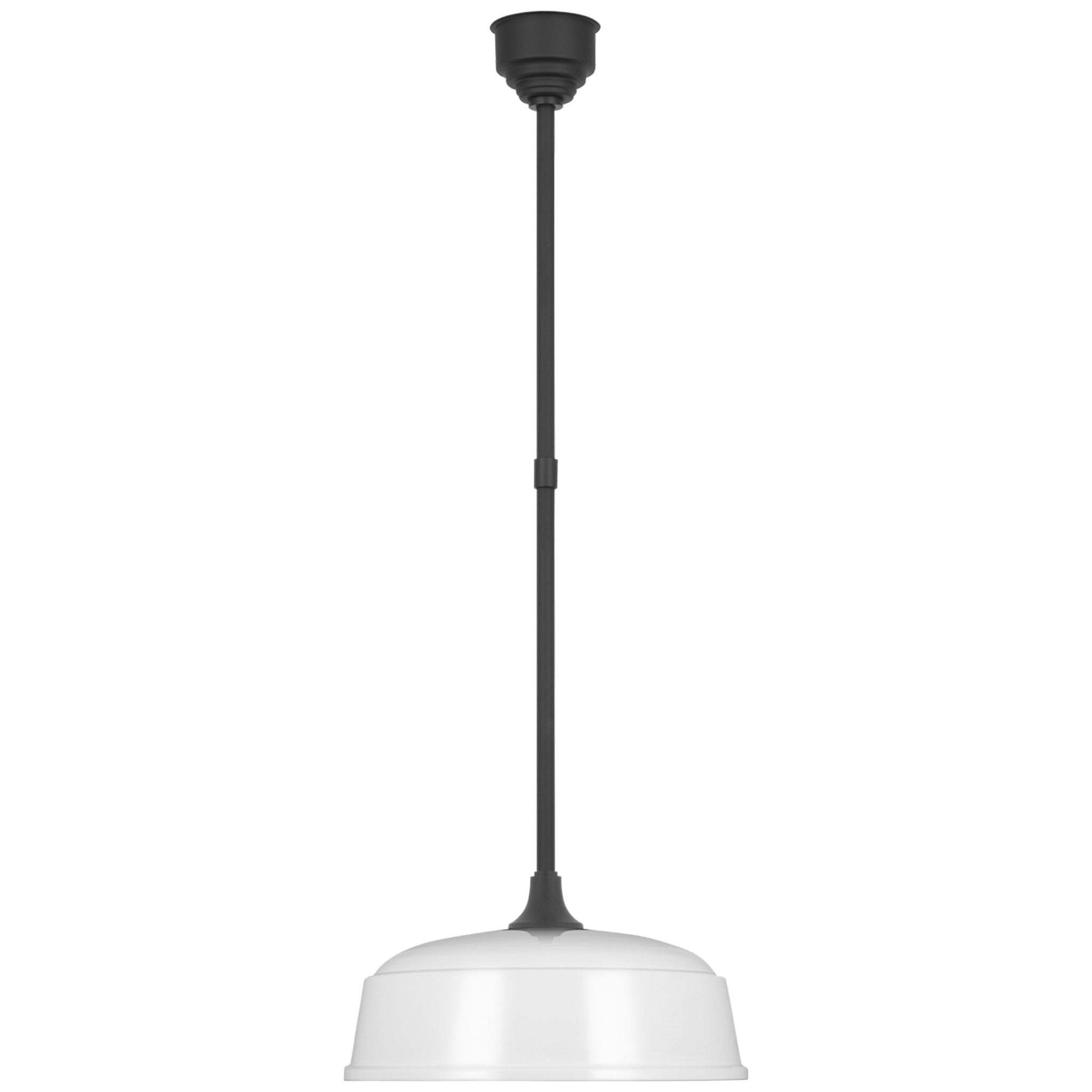 Thomas O'Brien Academy Pendant in Matte Black with 16" White Rockhouse Shade Outdoor Lighting W16"