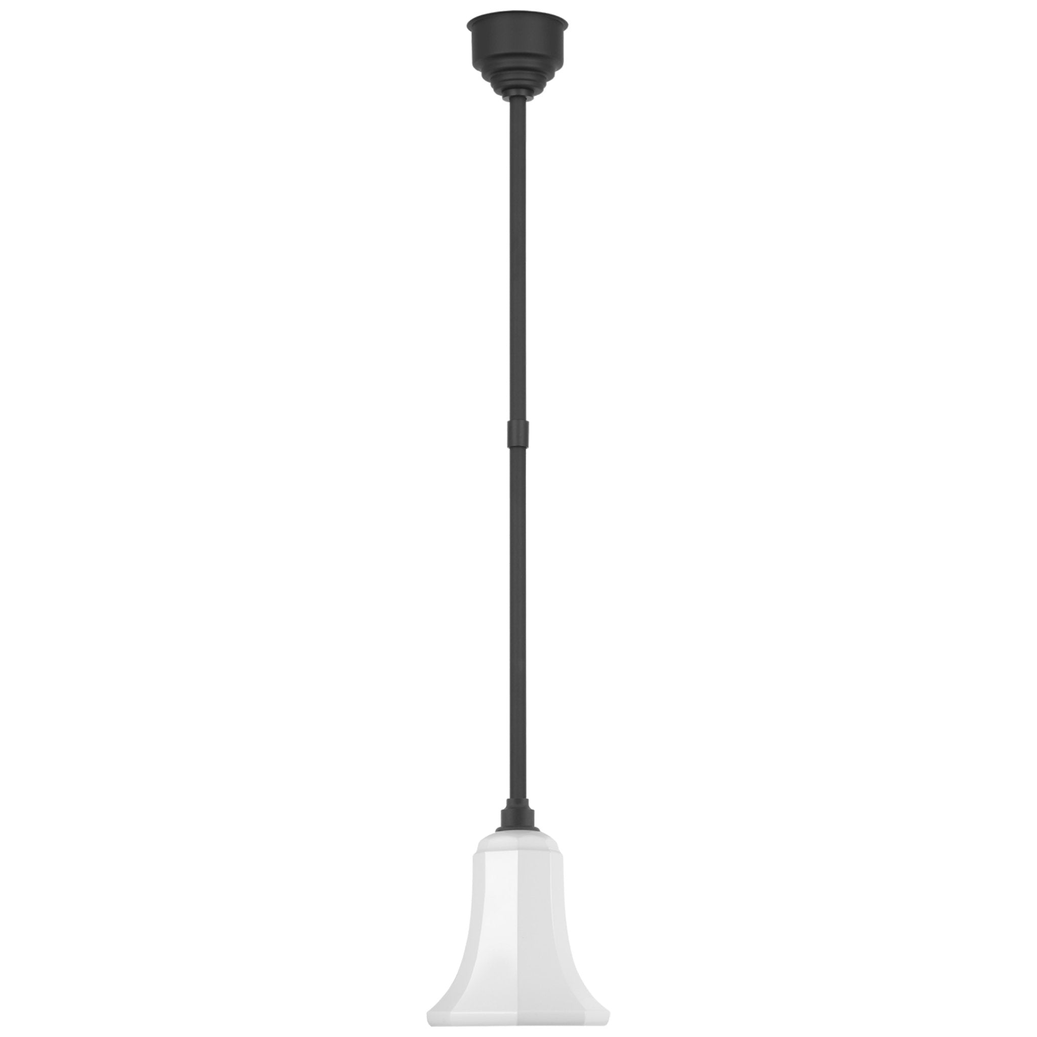 Thomas O'Brien Academy Pendant in Matte Black with 7.5" White Savannah Shade Outdoor Lighting W7.5"