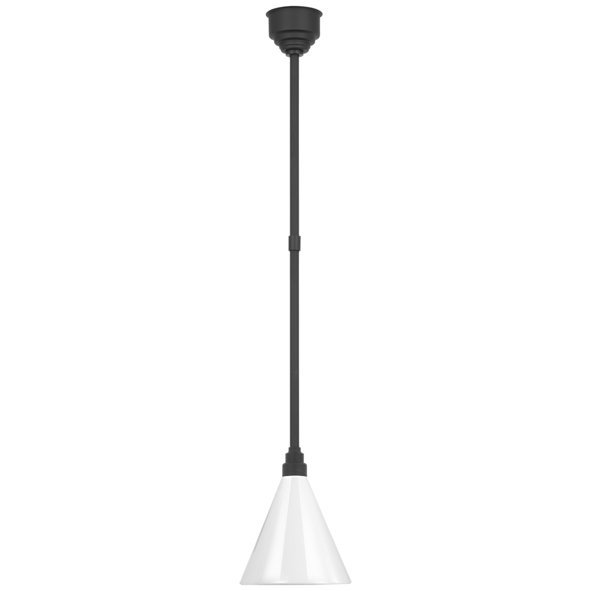 Thomas O'Brien Academy Pendant in Matte Black with 9" White Conical Savannah Shade Outdoor Lighting W9"