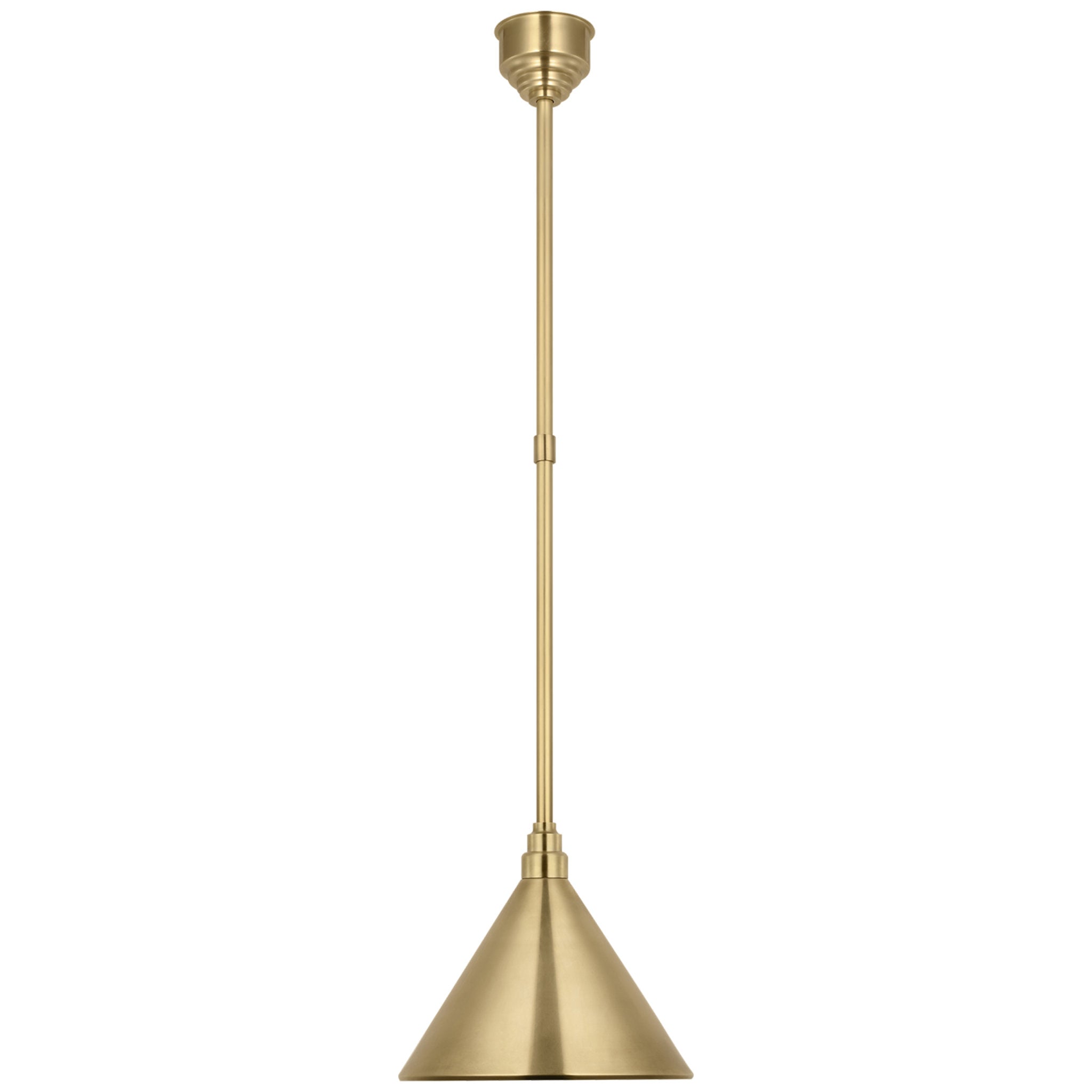 Thomas O'Brien Academy Pendant in Hand-Rubbed Antique Brass with 12.5" Conical Savannah Shade Outdoor Lighting W12.5"