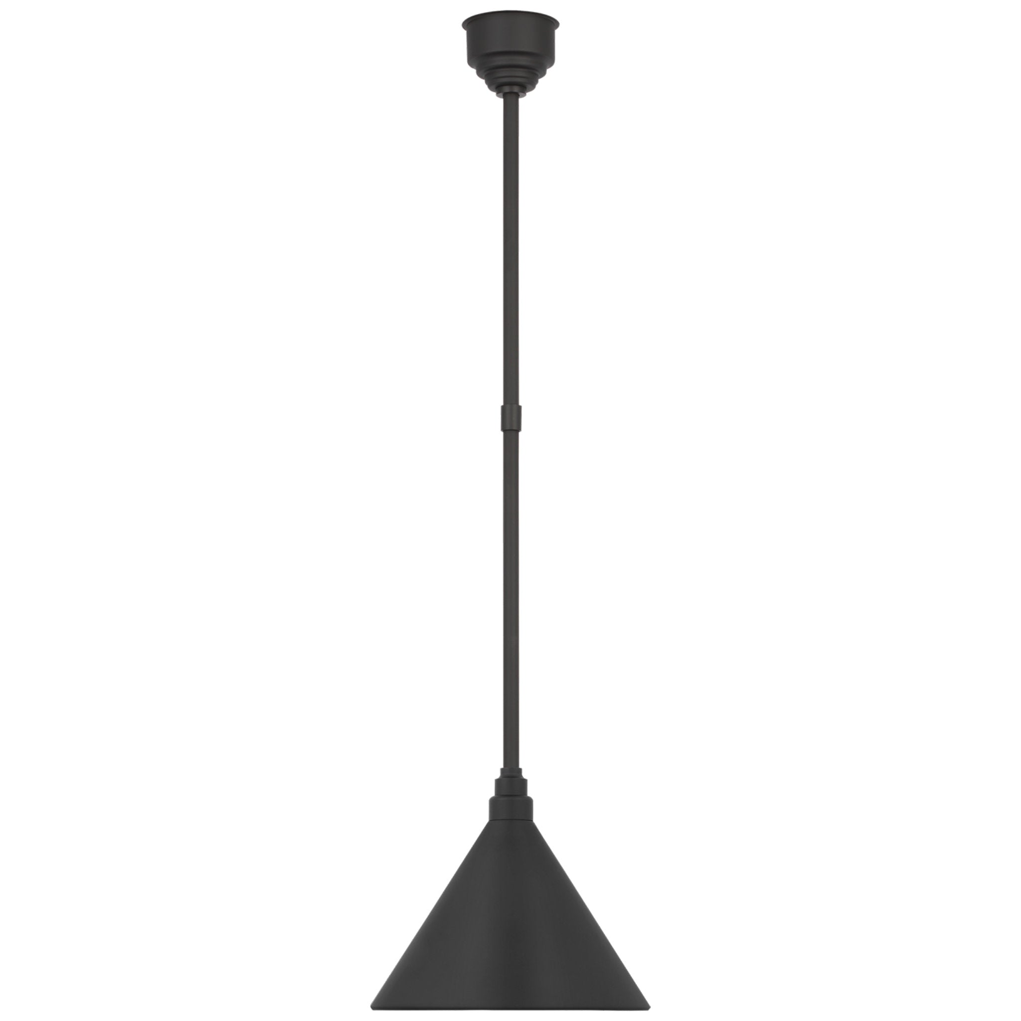 Thomas O'Brien Academy Pendant in Matte Black with 12.5" Conical Savannah Shade Outdoor Lighting W12.5"