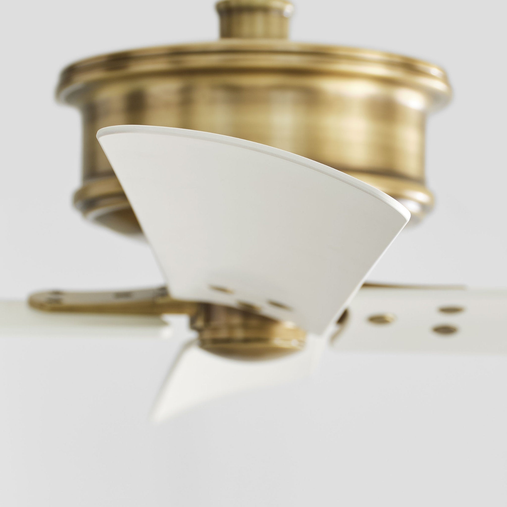 Chapman & Myers Subway 56" Ceiling Fan in Hand Rubbed Antique Brass w/ Matte White Blade D:56'' H:16 3/32''