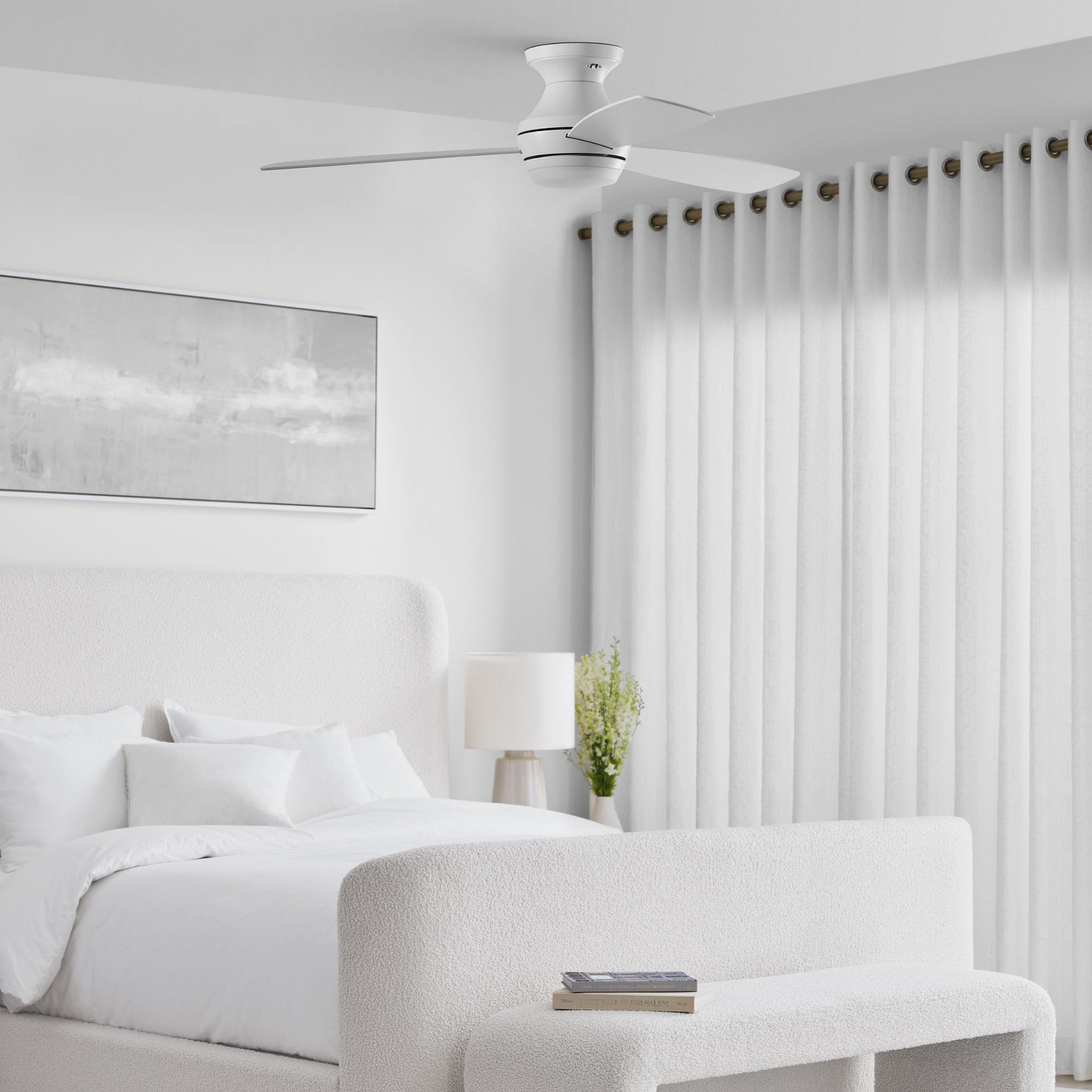 Ikon 52" LED Ceiling Fan in Matte White w/ Matte White Blade D:52'' H:10 13/16''