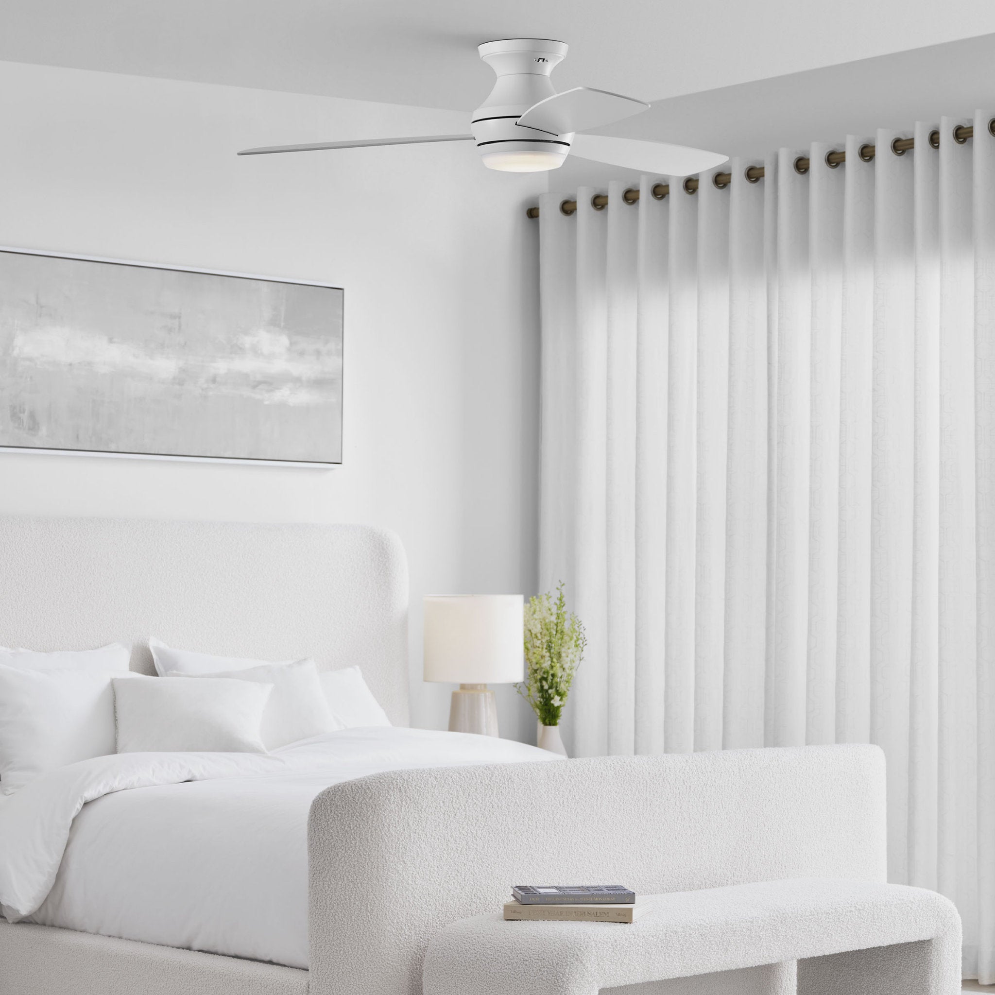Ikon 52" LED Ceiling Fan in Matte White w/ Matte White Blade D:52'' H:10 13/16''