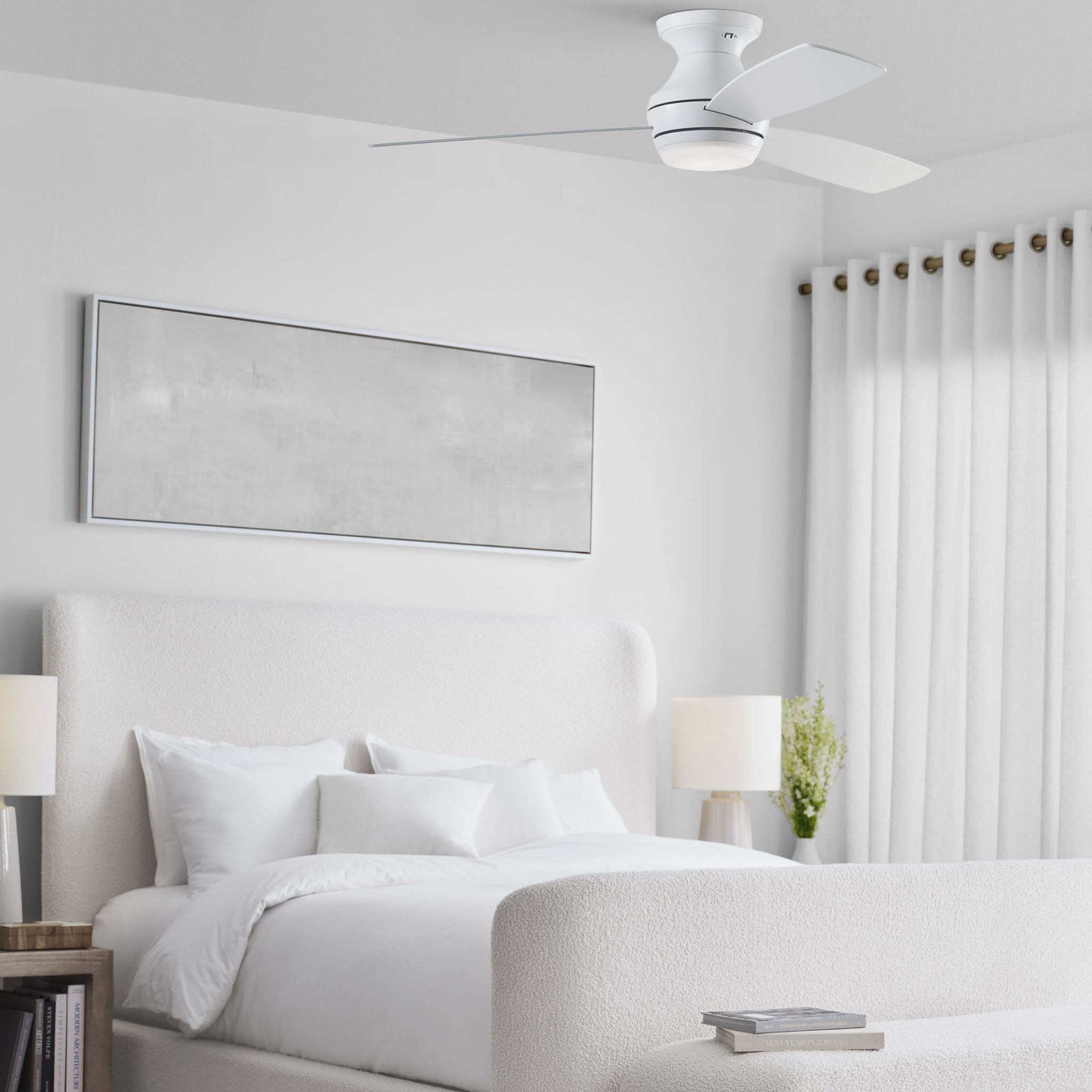 Ikon 52" LED Ceiling Fan in Matte White w/ Matte White Blade D:52'' H:10 13/16''