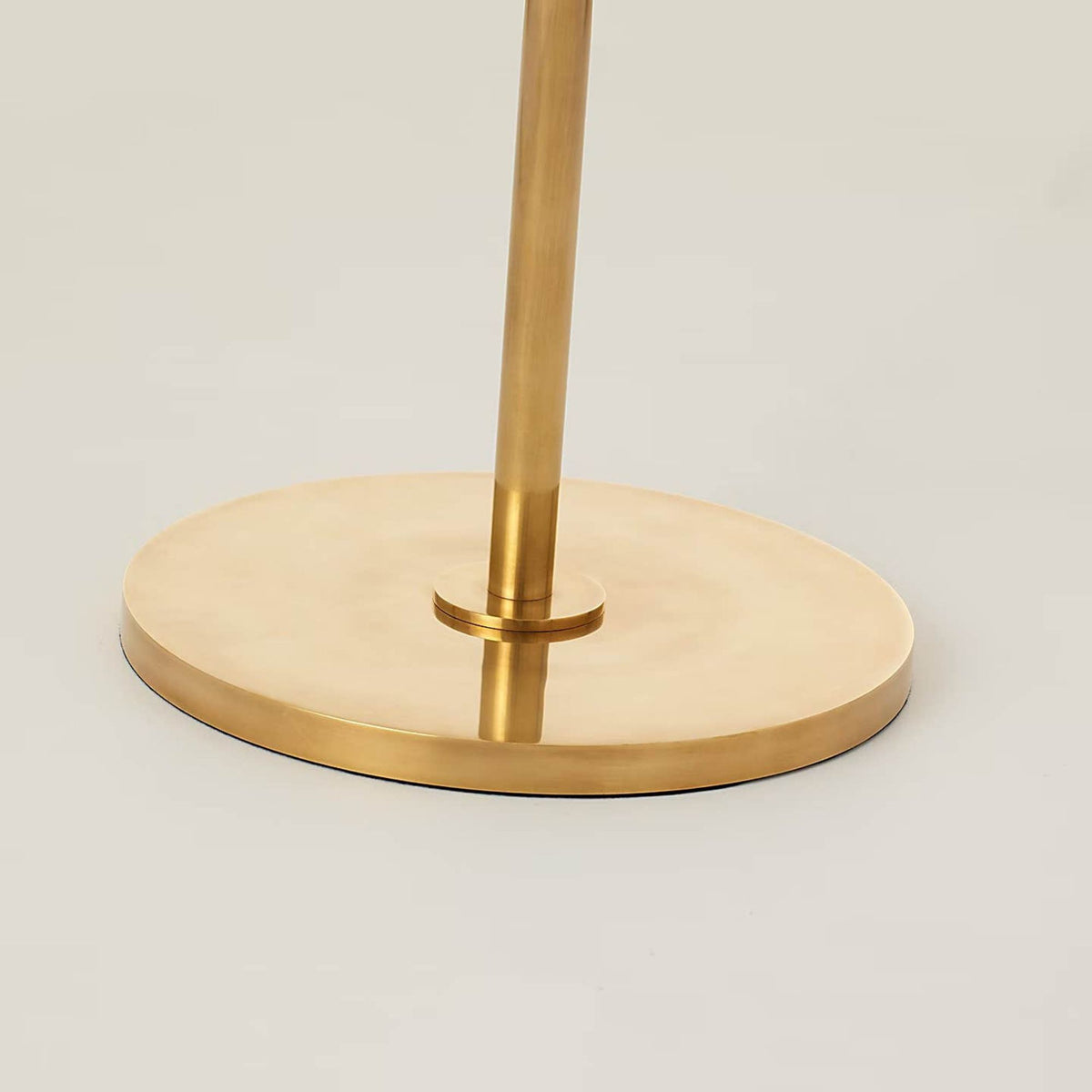 Amber Lewis Griffin Large Floor Lamp in Hand-Rubbed Antique Brass and Saddle Leather with Linen Shade W19.5" x H62.5"