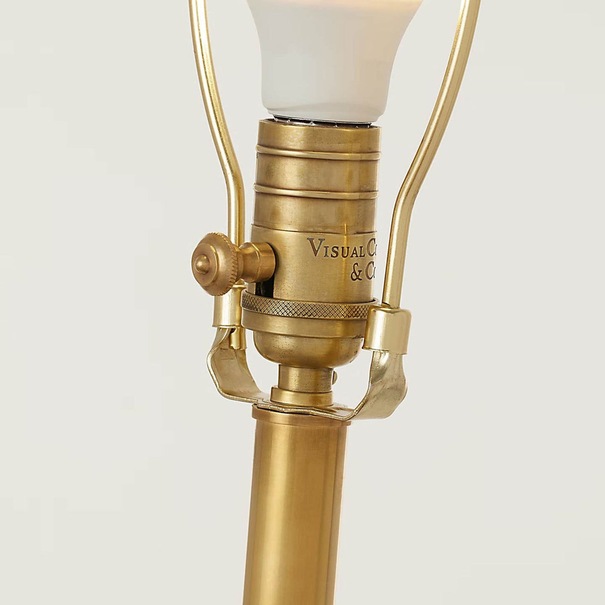Amber Lewis Griffin Large Floor Lamp in Hand-Rubbed Antique Brass and Saddle Leather with Linen Shade W19.5" x H62.5"