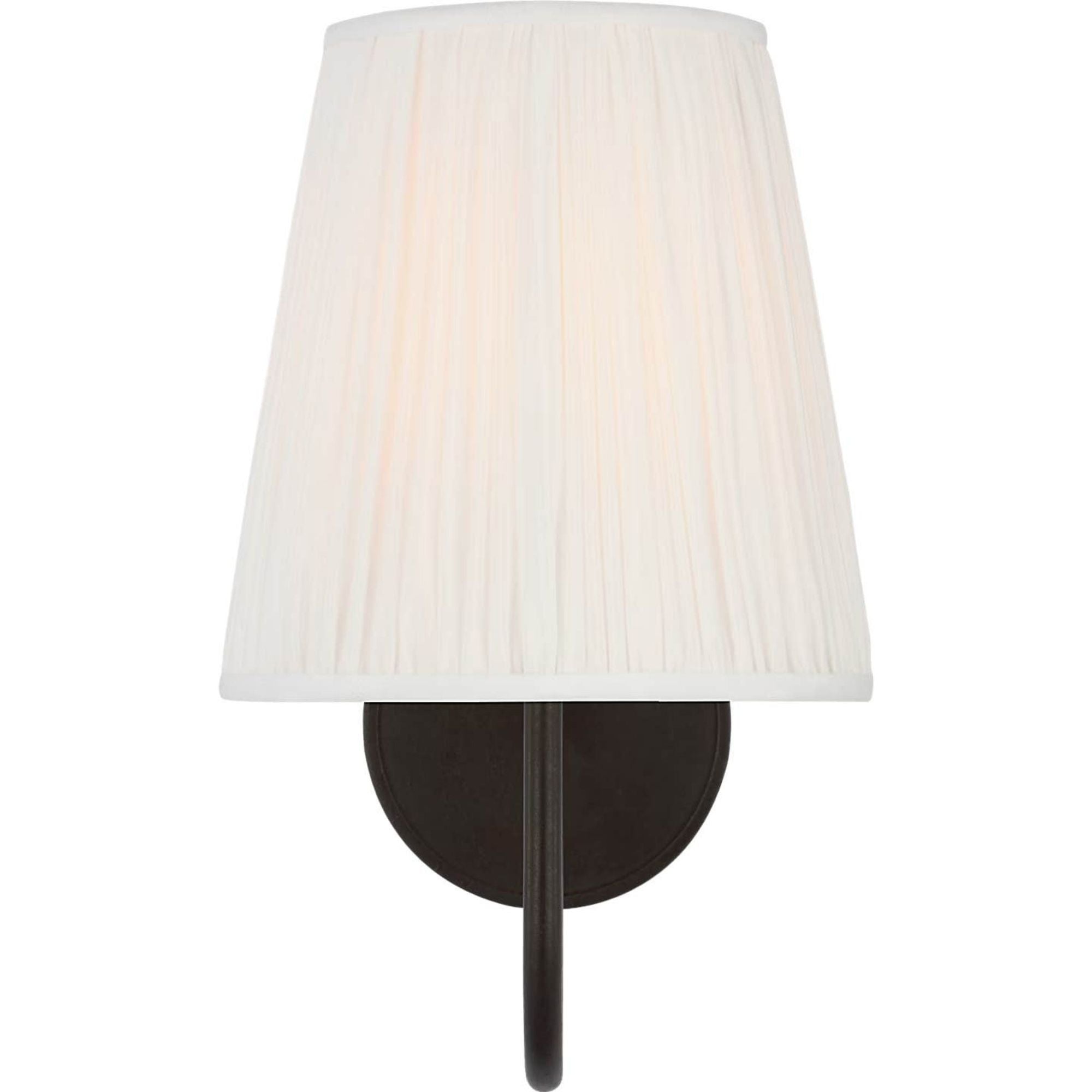 Amber Lewis Lyndsie Small Sconce in Aged Iron with Silk Pleated Shade W6" x H10.75" x E10"