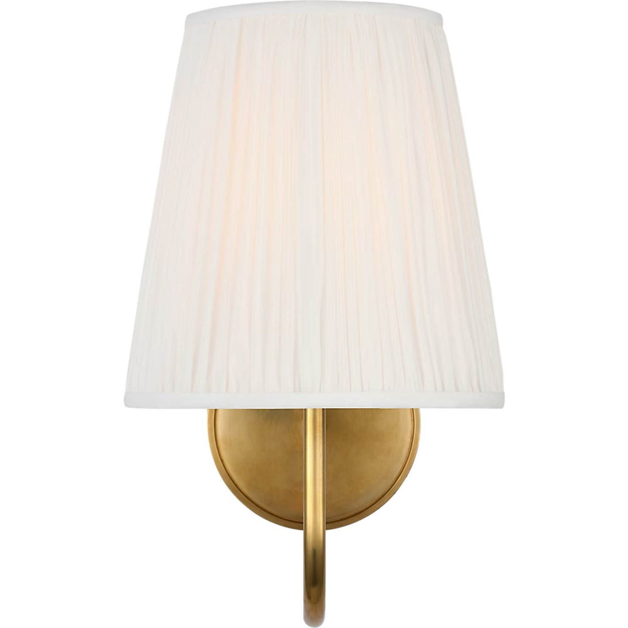 Amber Lewis Lyndsie Small Sconce in Hand-Rubbed Antique Brass with Silk Pleated Shade W6" x H10.75" x E10"