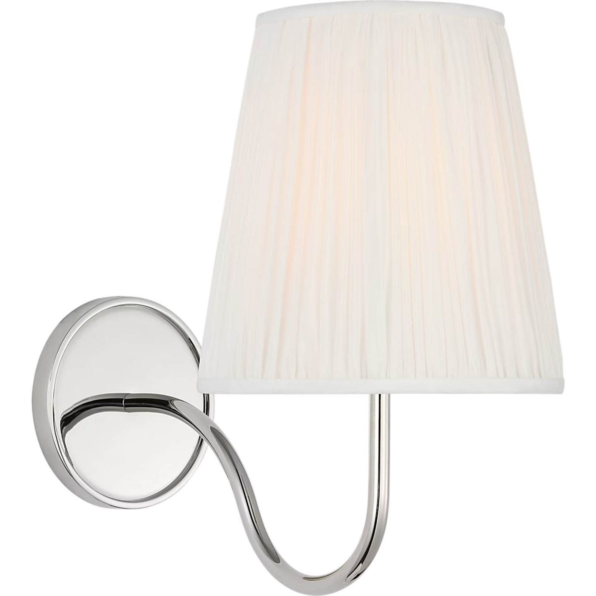 Amber Lewis Lyndsie Small Sconce in Polished Nickel with Silk Pleated Shade W6" x H10.75" x E10"