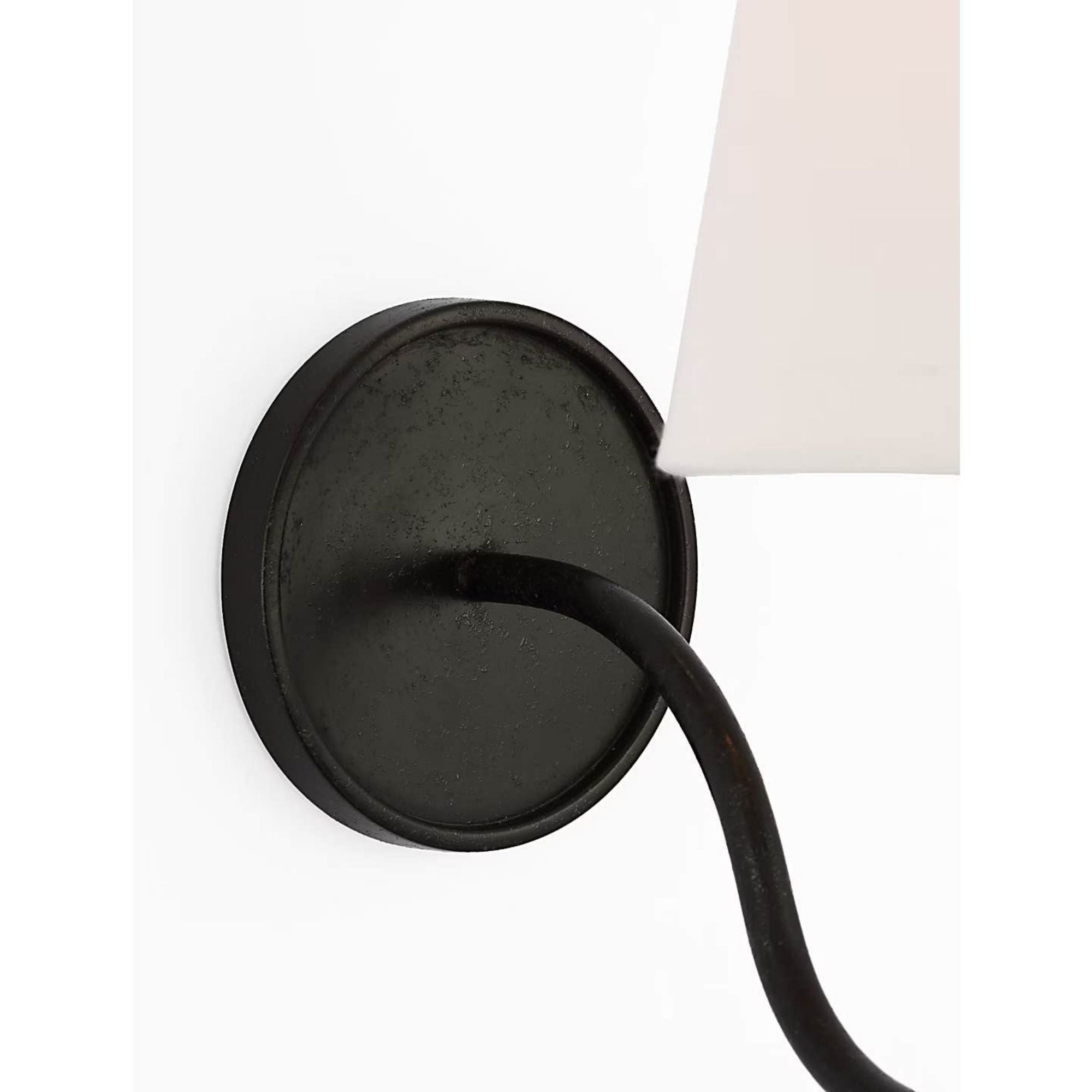Amber Lewis Lyndsie Small Cordless Sconce in Aged Iron with Linen Shade W6" x H10.75" x E10"