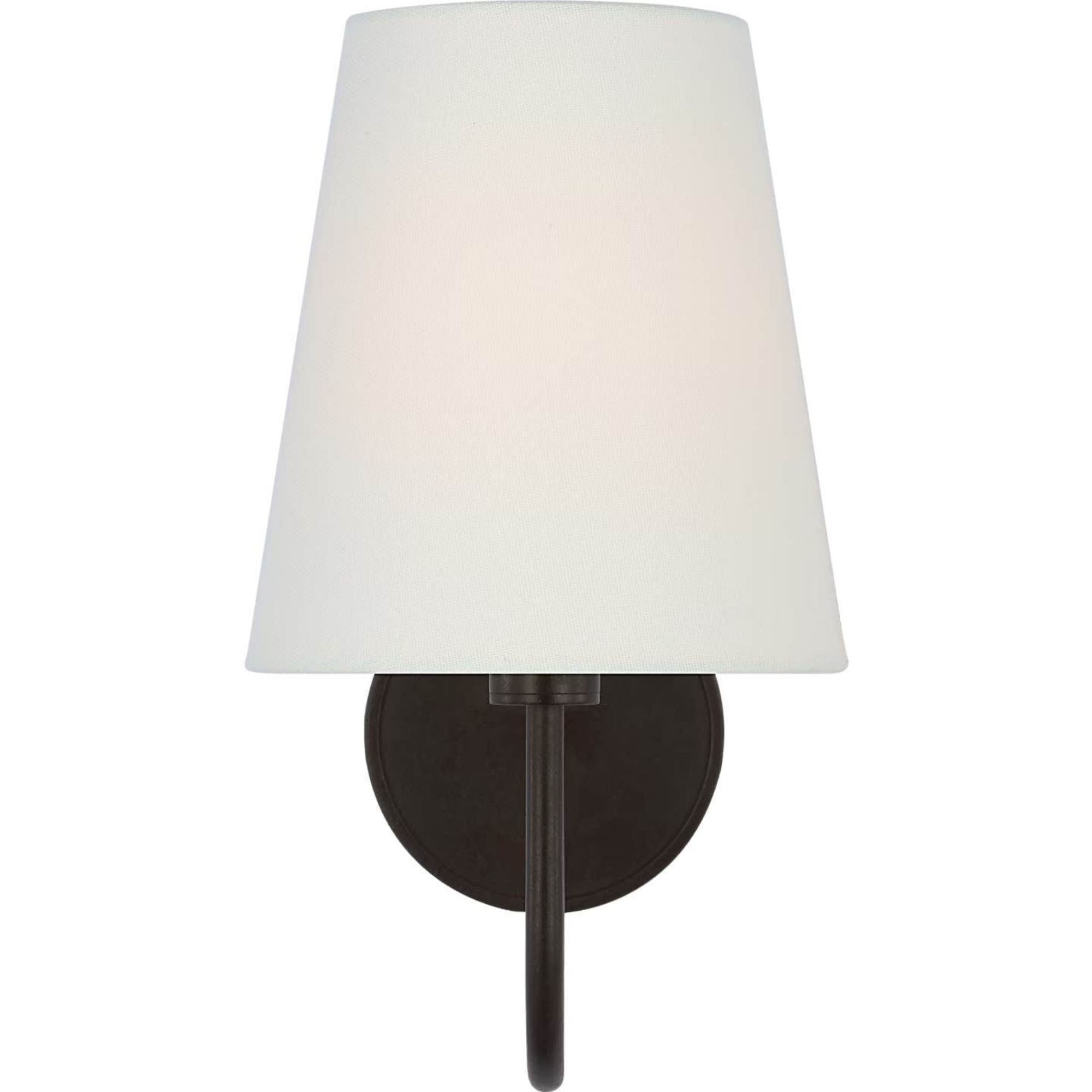 Amber Lewis Lyndsie Small Cordless Sconce in Aged Iron with Linen Shade W6" x H10.75" x E10"