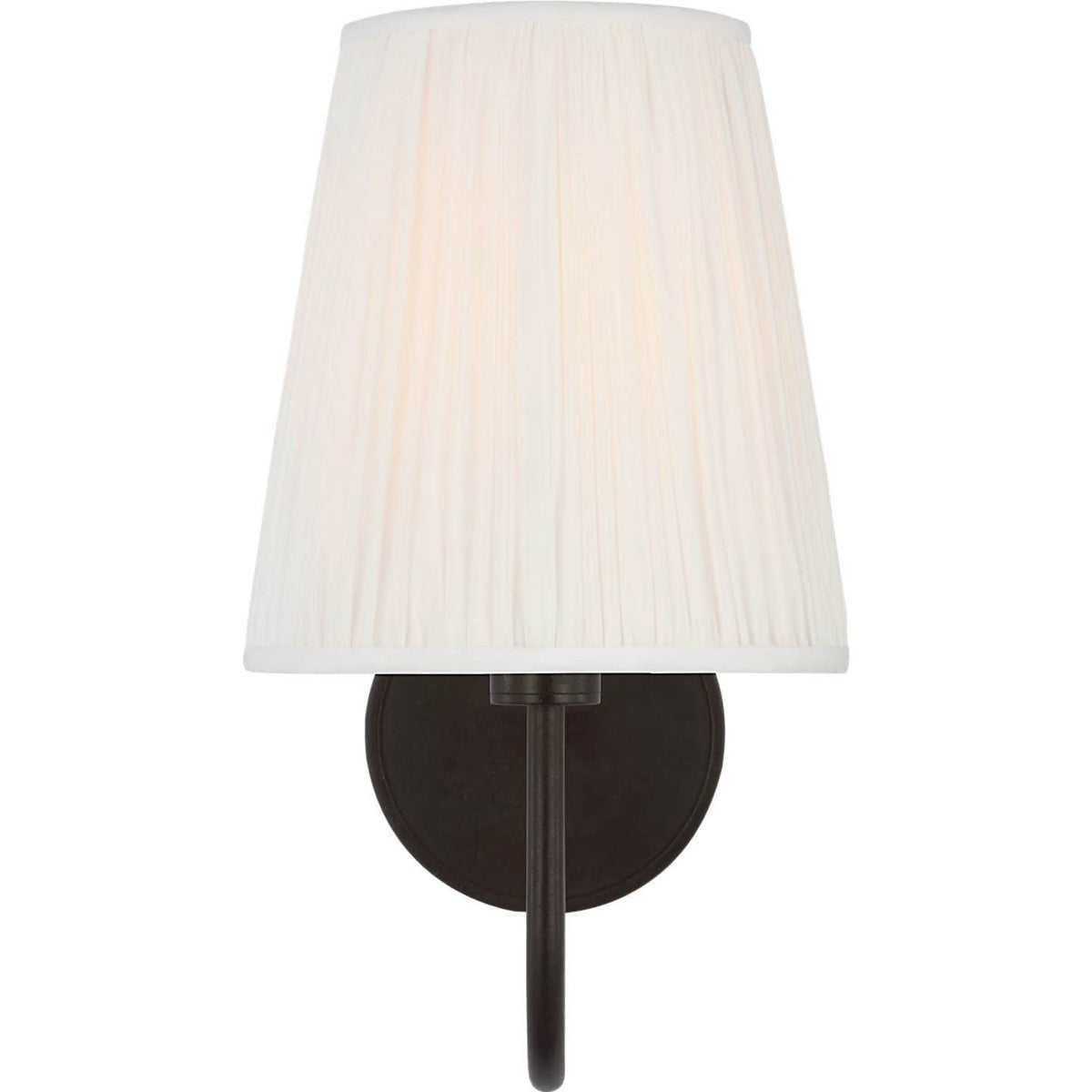 Amber Lewis Lyndsie Small Cordless Sconce in Aged Iron with Silk Pleated Shade W6" x H10.75" x E10"