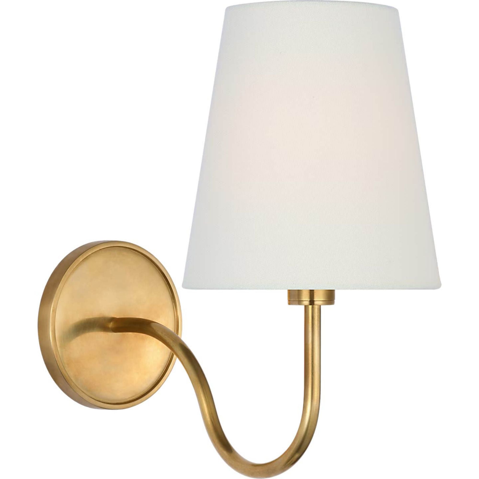 Amber Lewis Lyndsie Small Cordless Sconce in Hand-Rubbed Antique Brass with Linen Shade W6" x H10.75" x E10"