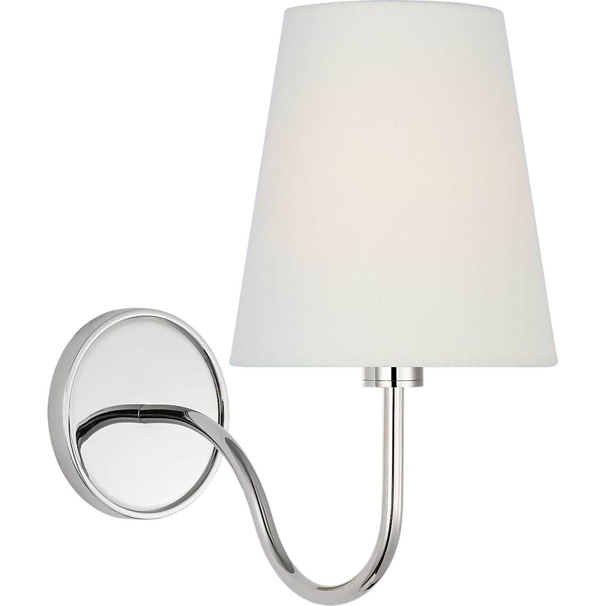 Amber Lewis Lyndsie Small Cordless Sconce in Polished Nickel with Linen Shade W6" x H10.75" x E10"