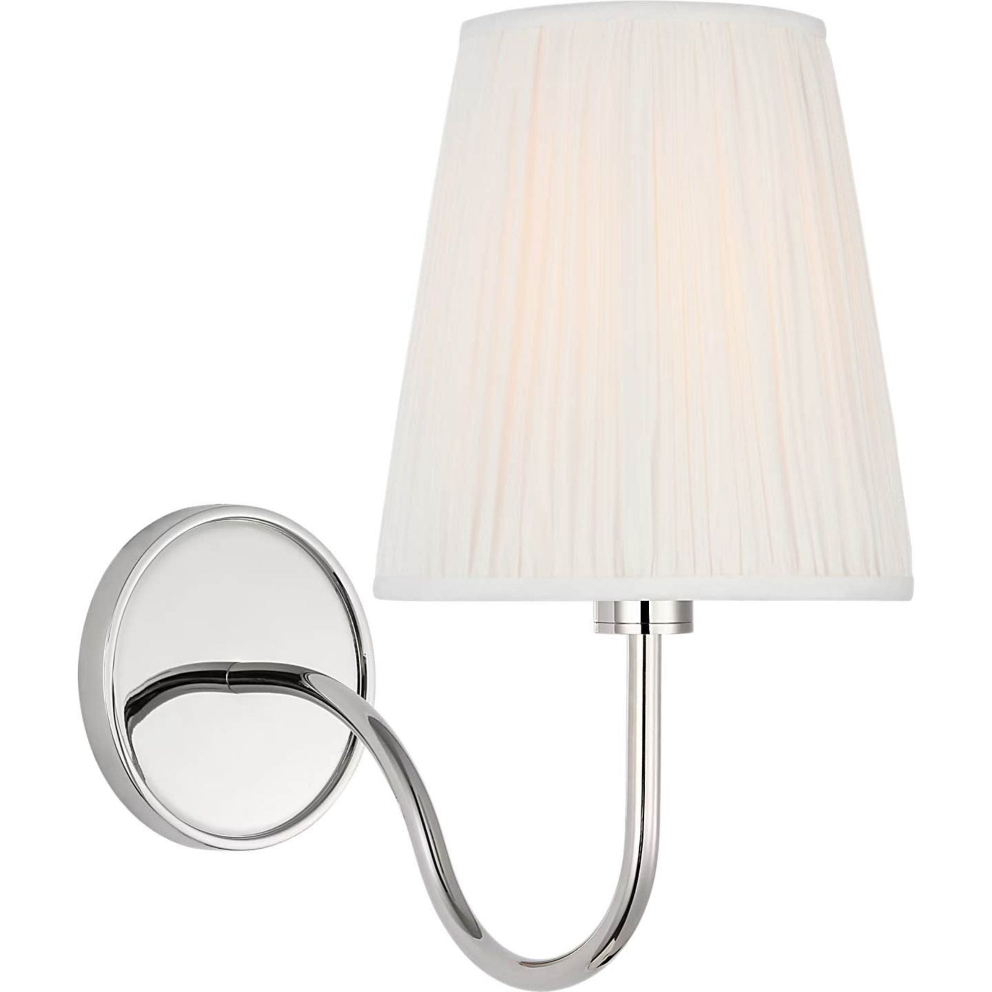Amber Lewis Lyndsie Small Cordless Sconce in Polished Nickel with Silk Pleated Shade W6" x H10.75" x E10"