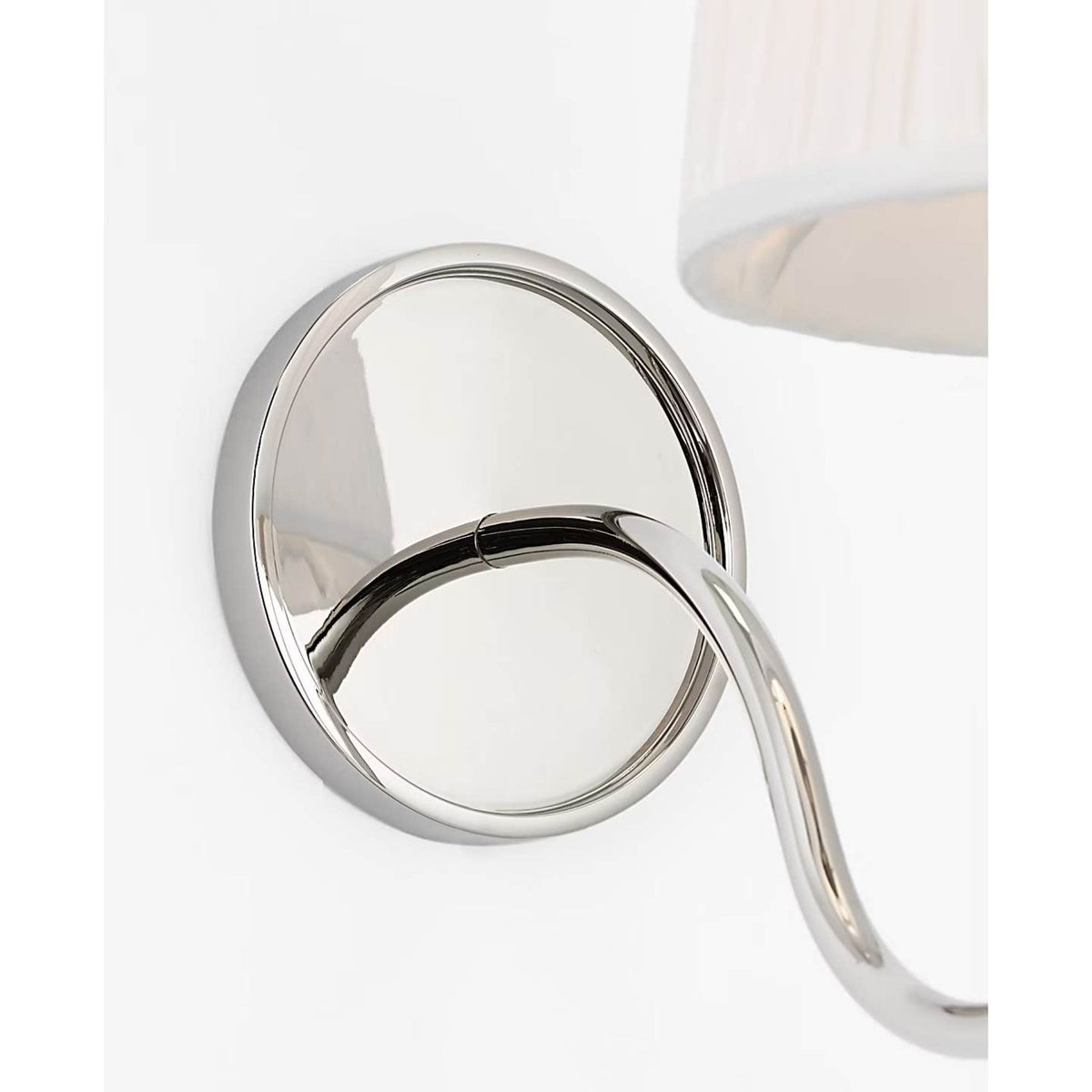 Amber Lewis Lyndsie Small Cordless Sconce in Polished Nickel with Silk Pleated Shade W6" x H10.75" x E10"